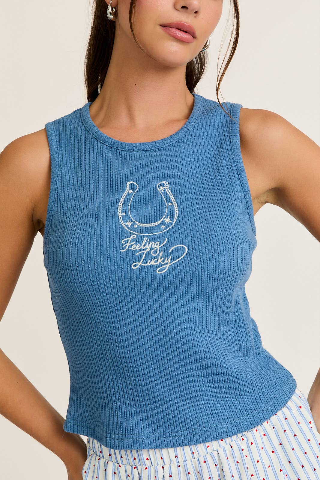 Feeling Lucky Embroidered Tank - FINAL SALE
