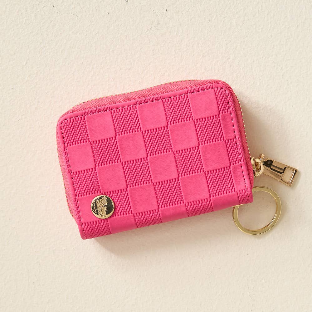 Zip Around Wallet-Hot Pink Check