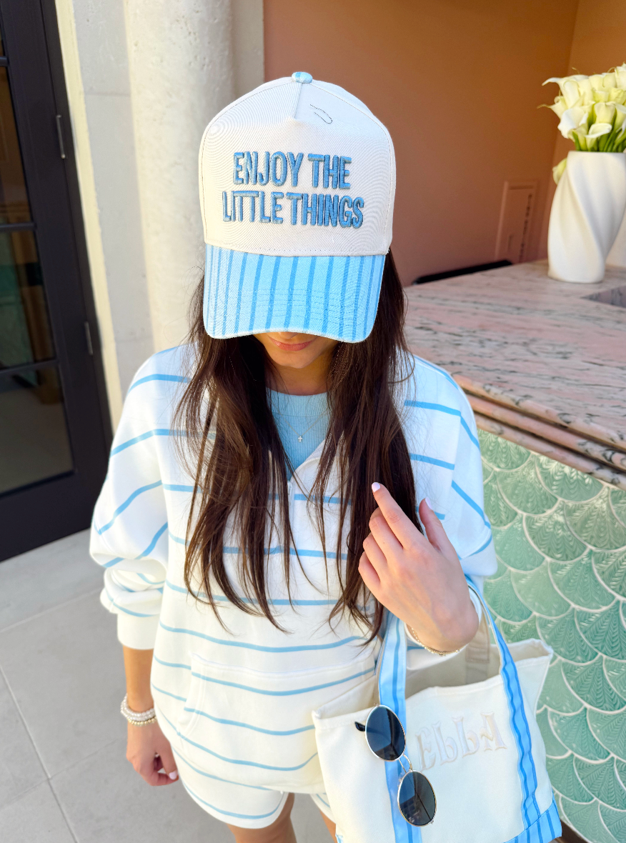 Enjoy the Little Things - Blue Stripe Trucker Hat