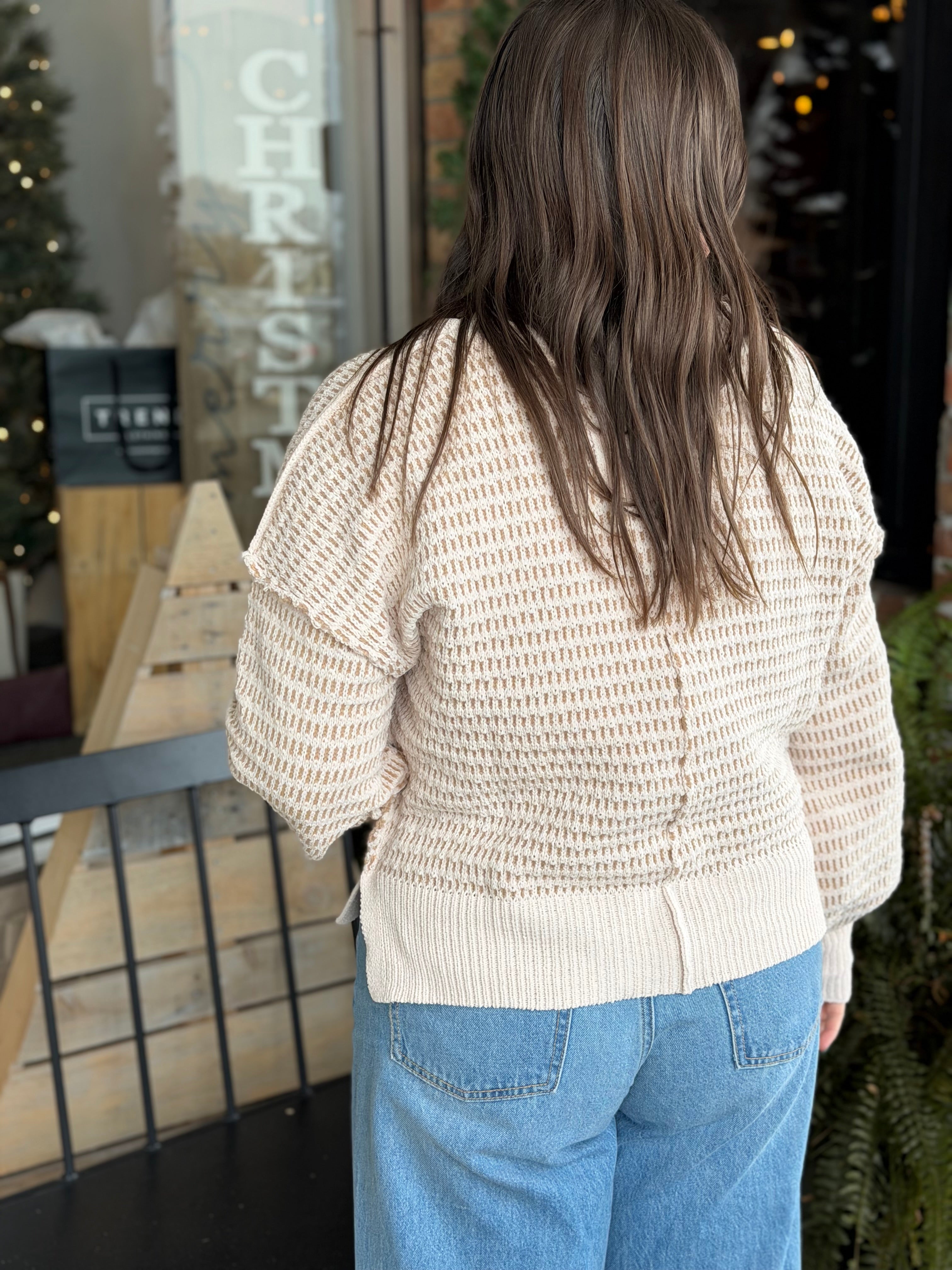 Taupe Two Tone Textured Sweater