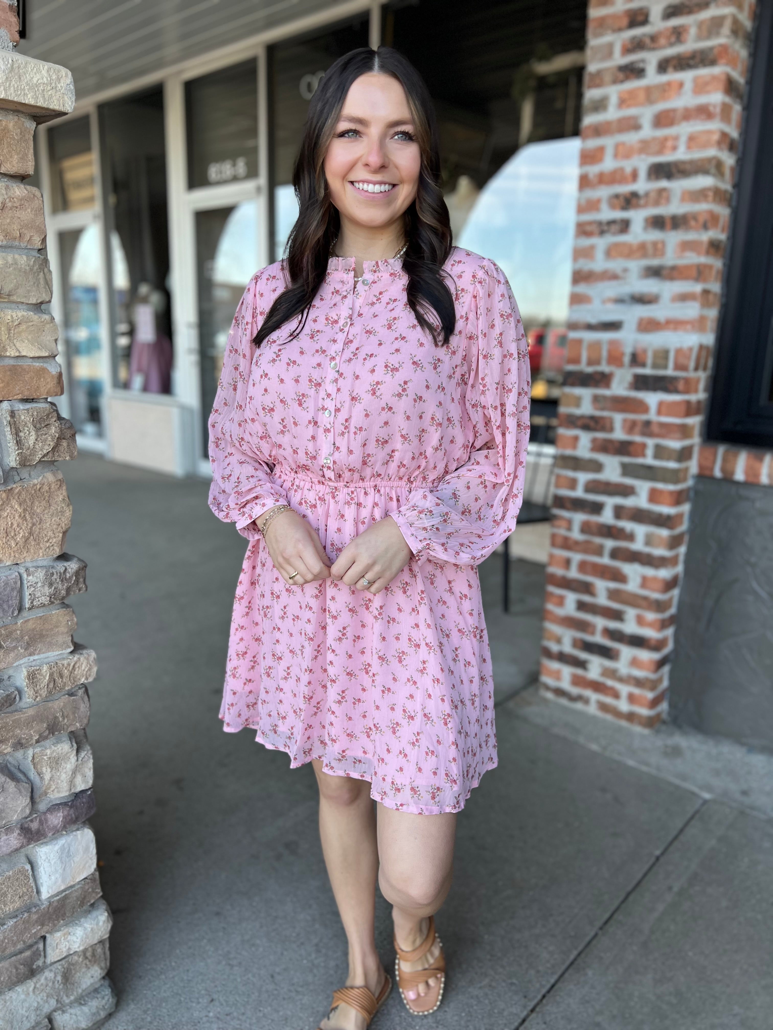 Dusty Pink Floral Dress - FINAL SALE