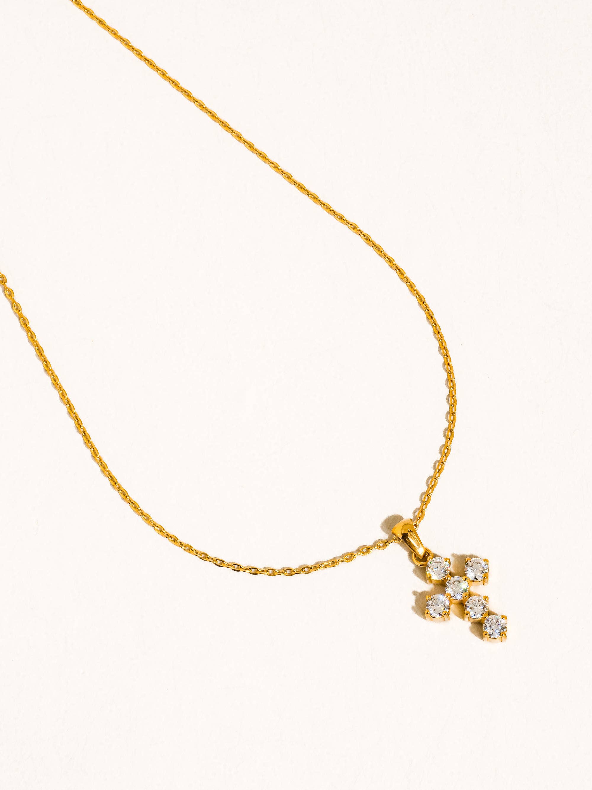18K Gold Non-Tarnish Dainty Cross Necklace