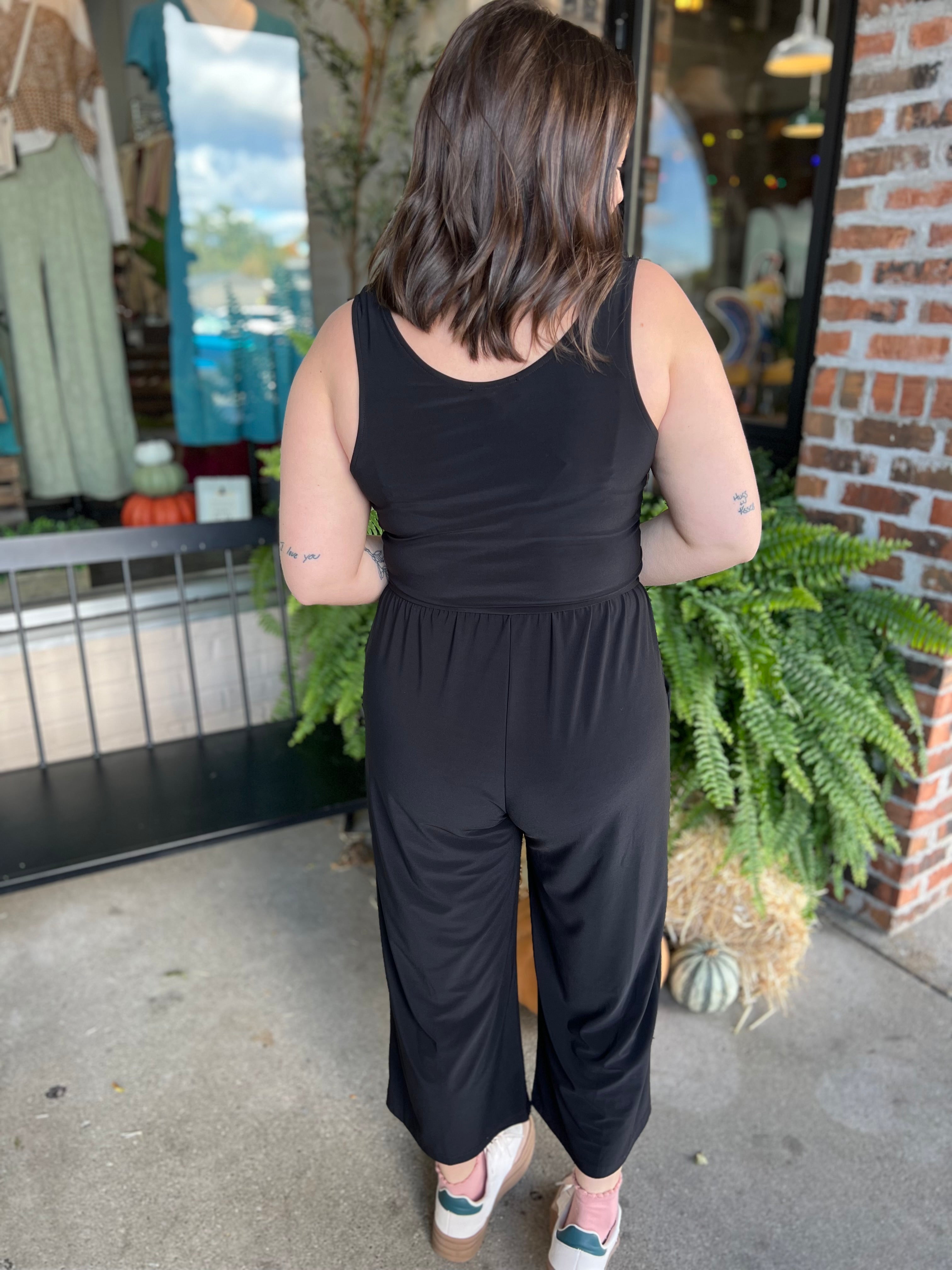 Black Cropped Jumpsuit