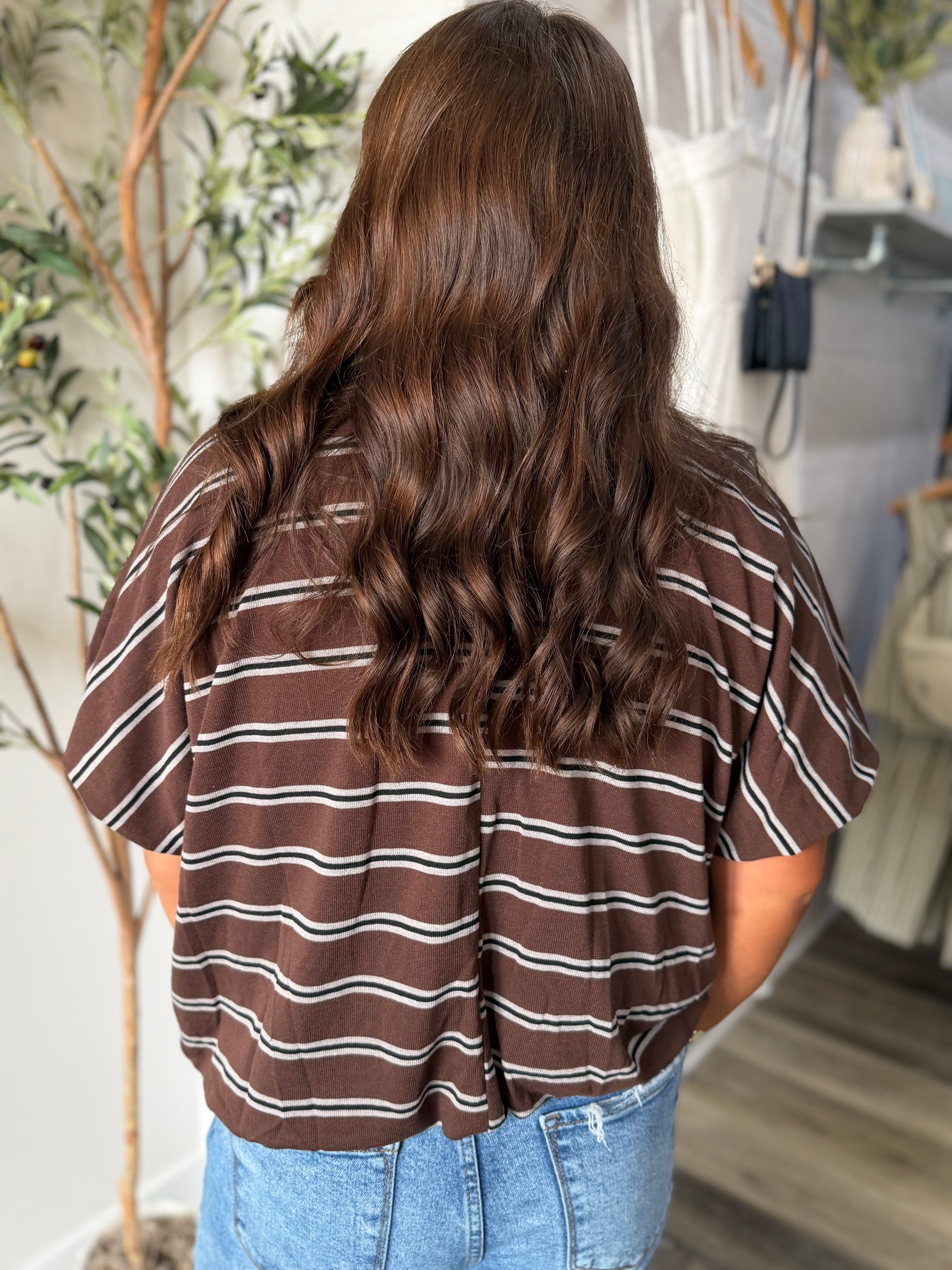 Brown Bubble Hem Top