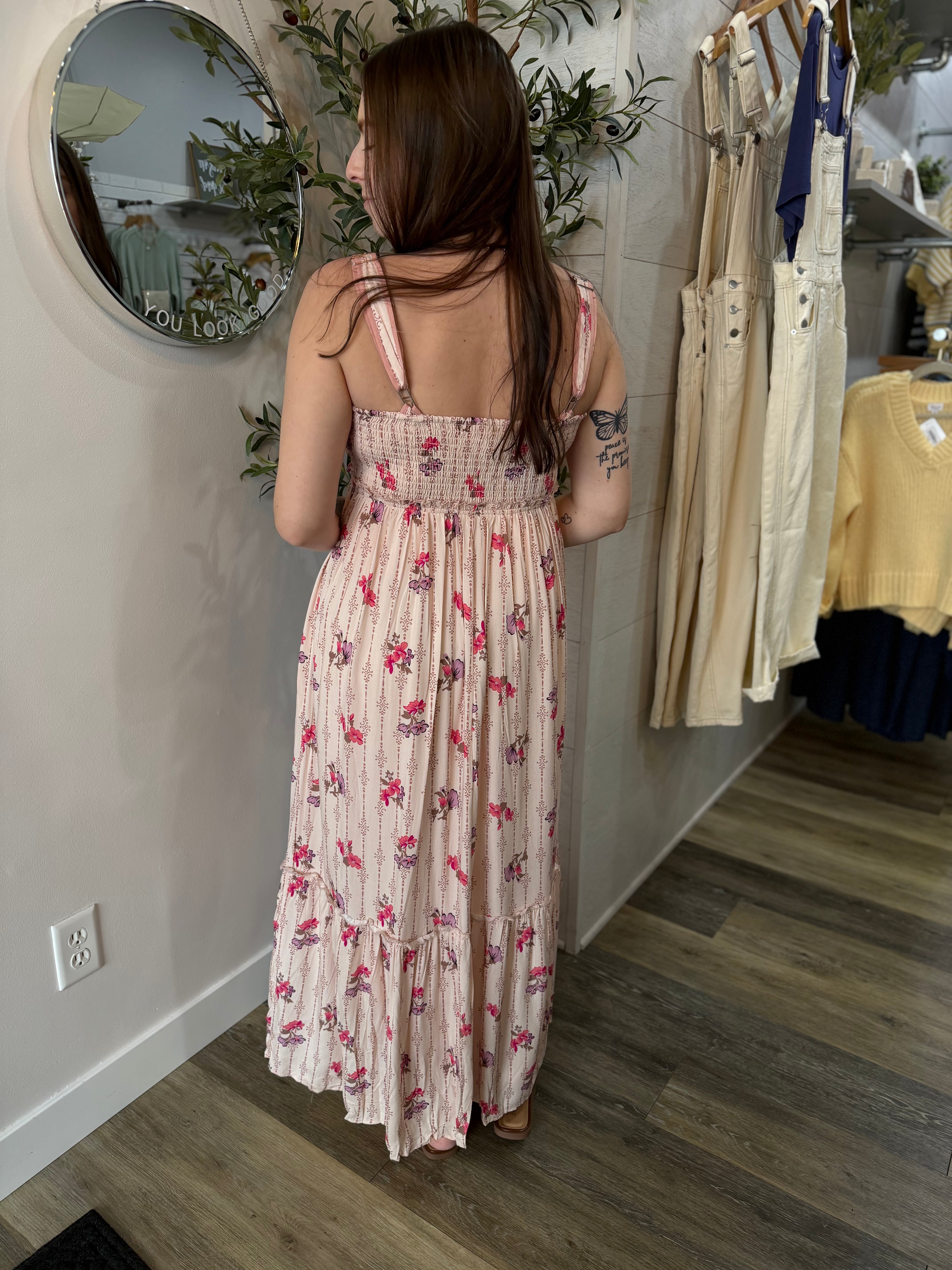 Peach Floral Maxi Dress