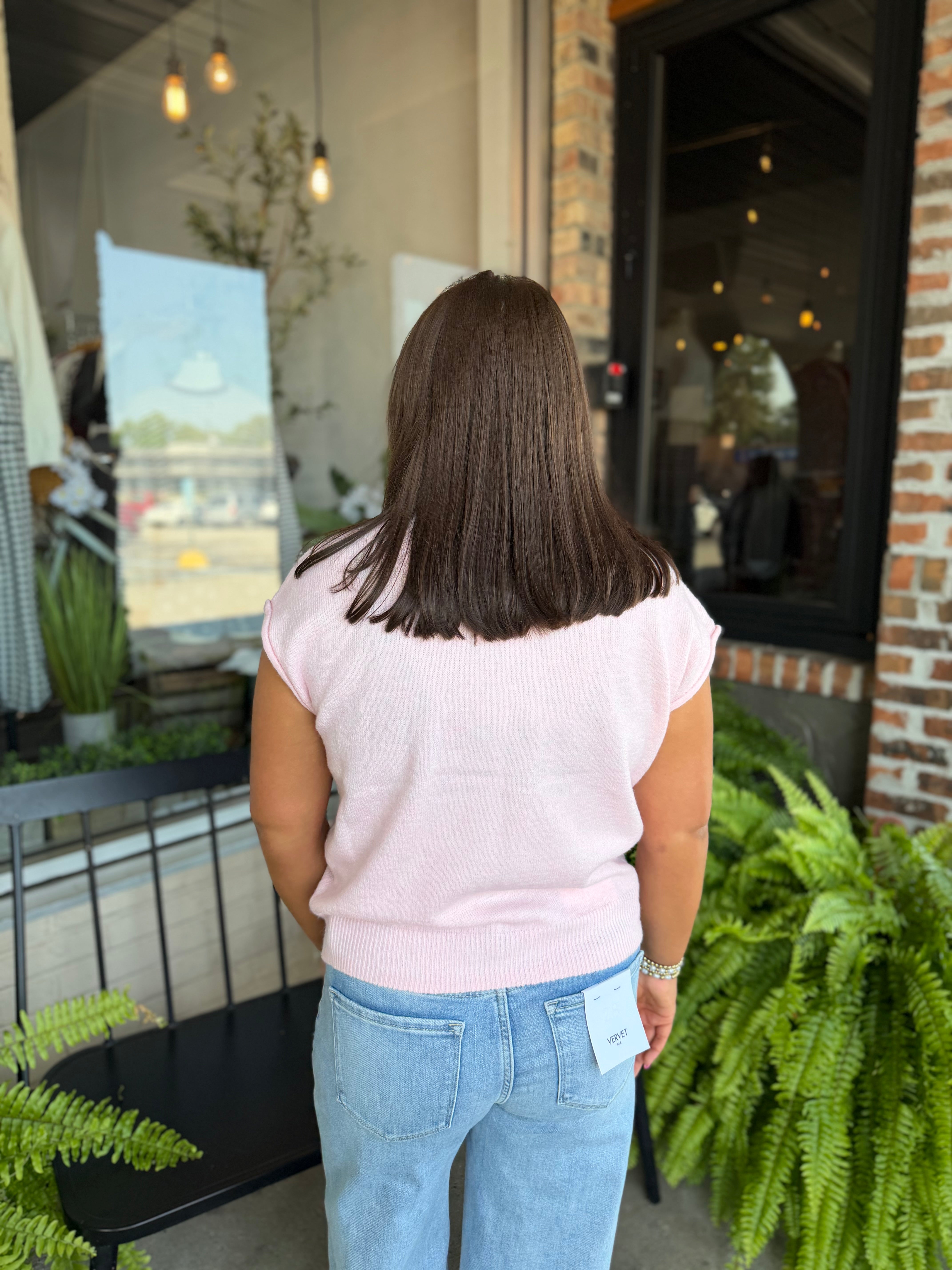 Pink Sleeveless Cardigan