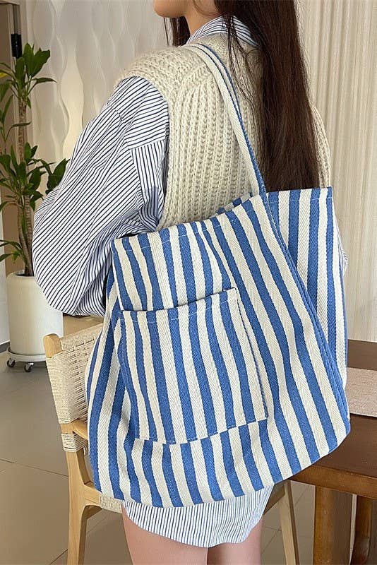Blue Stripe Tote Bag