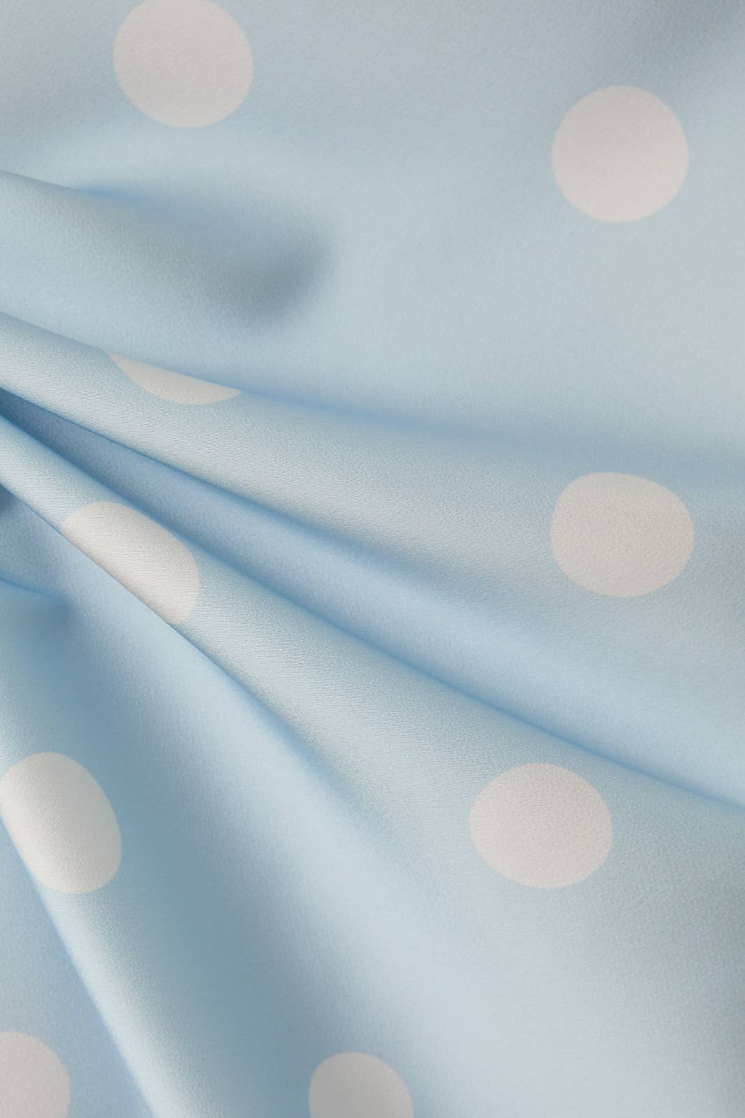 Blue Satin Midi Polka Dot Skirt