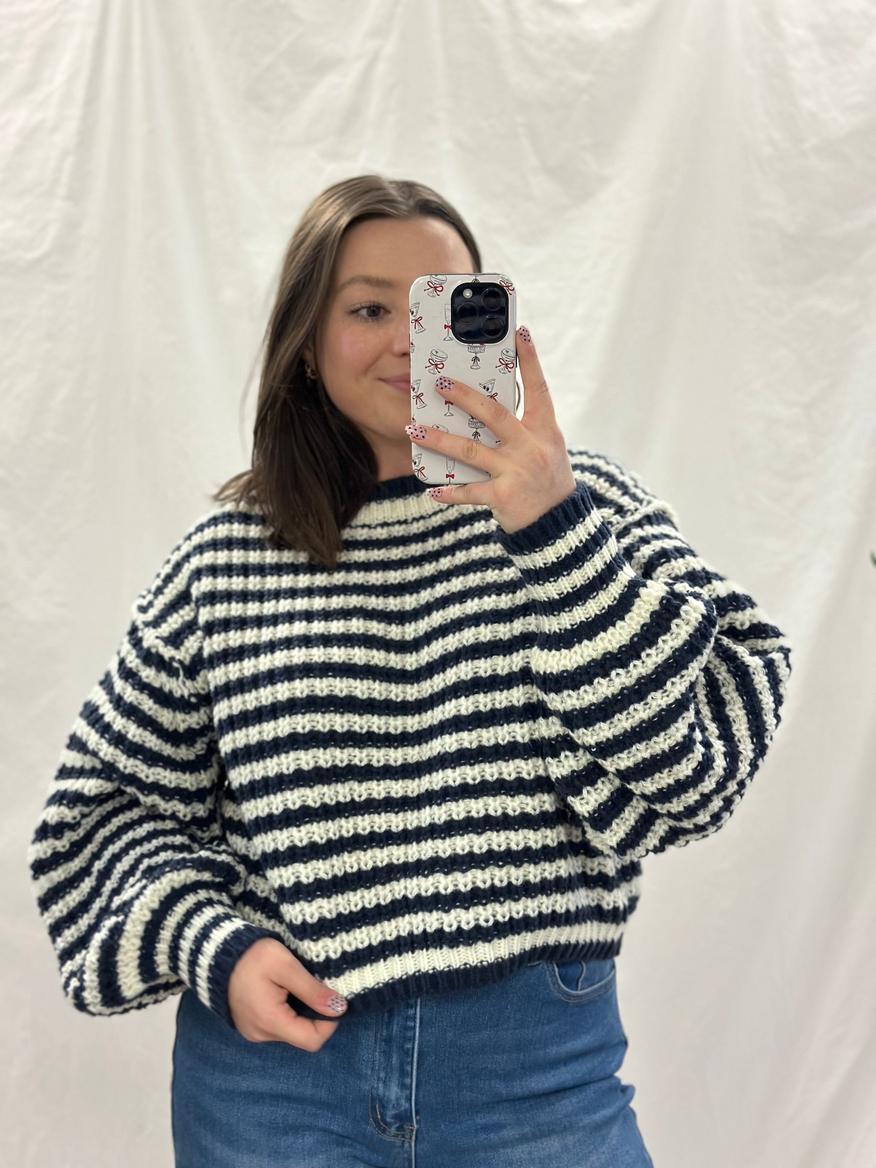 Navy Stripe Chunky Sweater - FINAL SALE