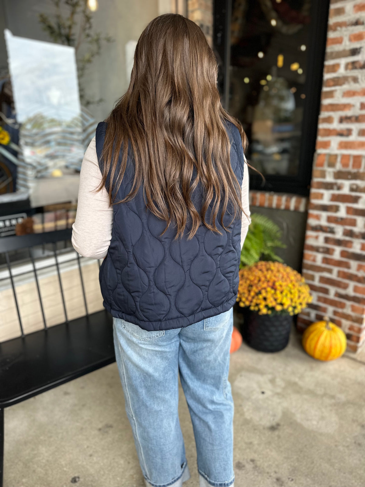 Navy Plaid Collar Vest