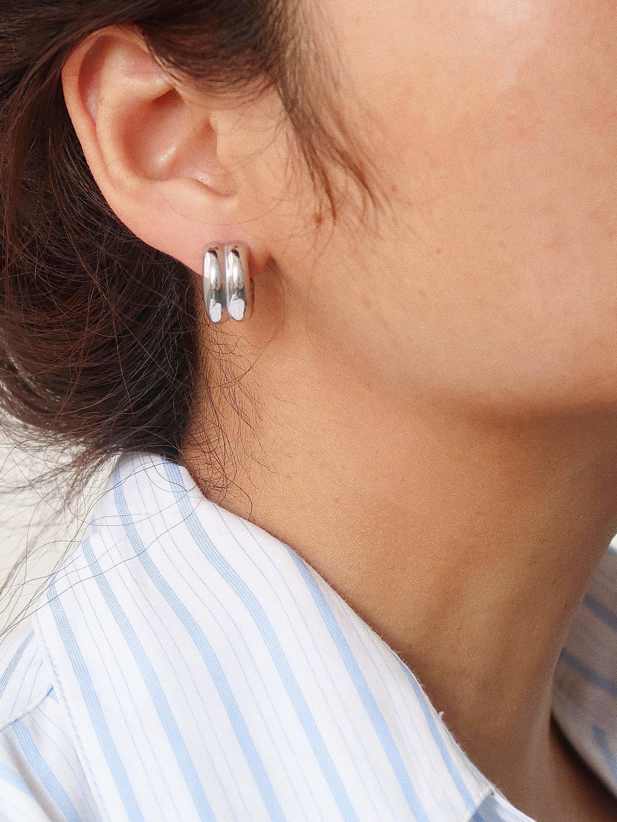 Silver Non-Tarnish Double C-Hoop Earring