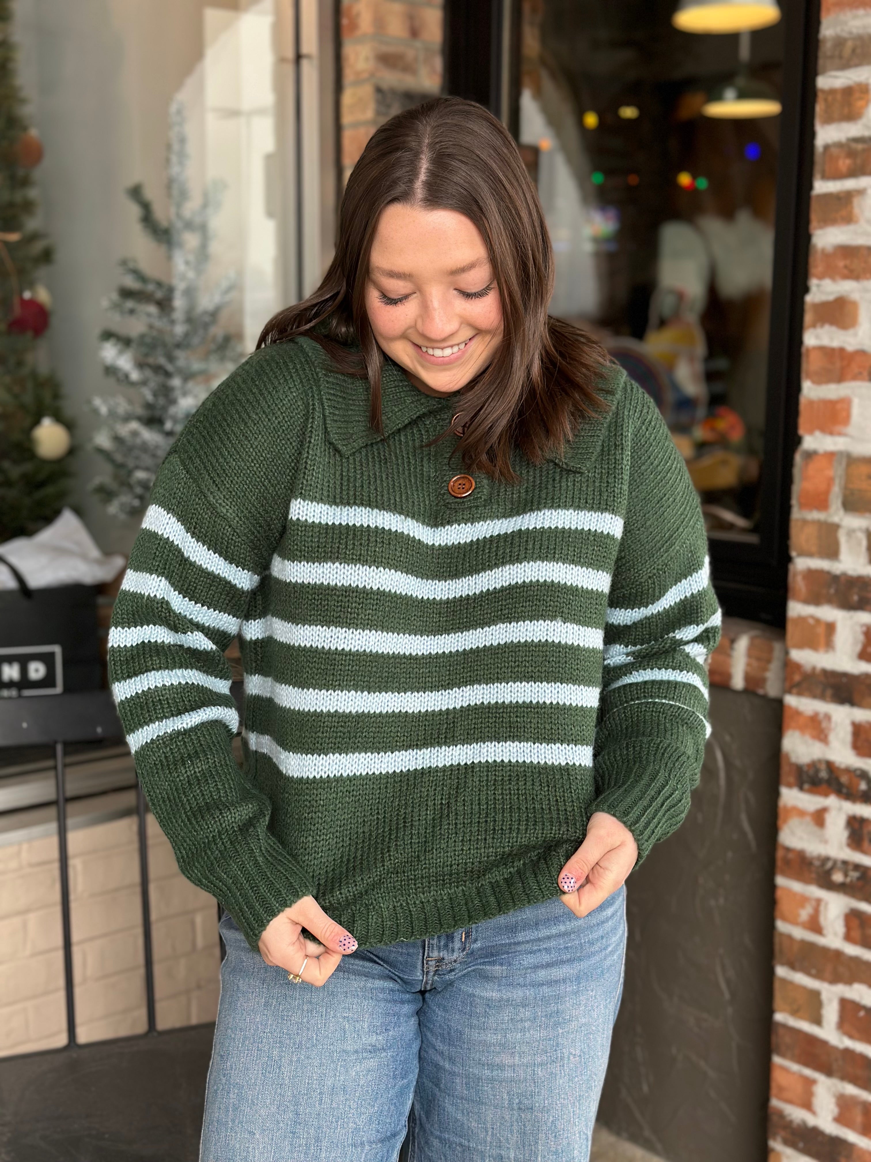 Forest Stripe Knit Sweater - FINAL SALE