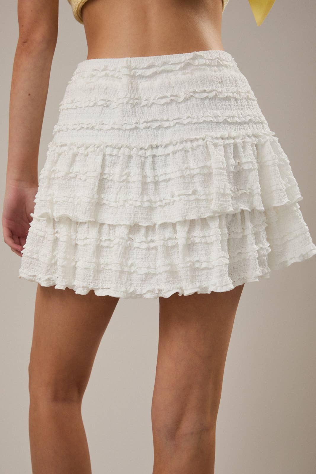 White Tiered Mini Skirt