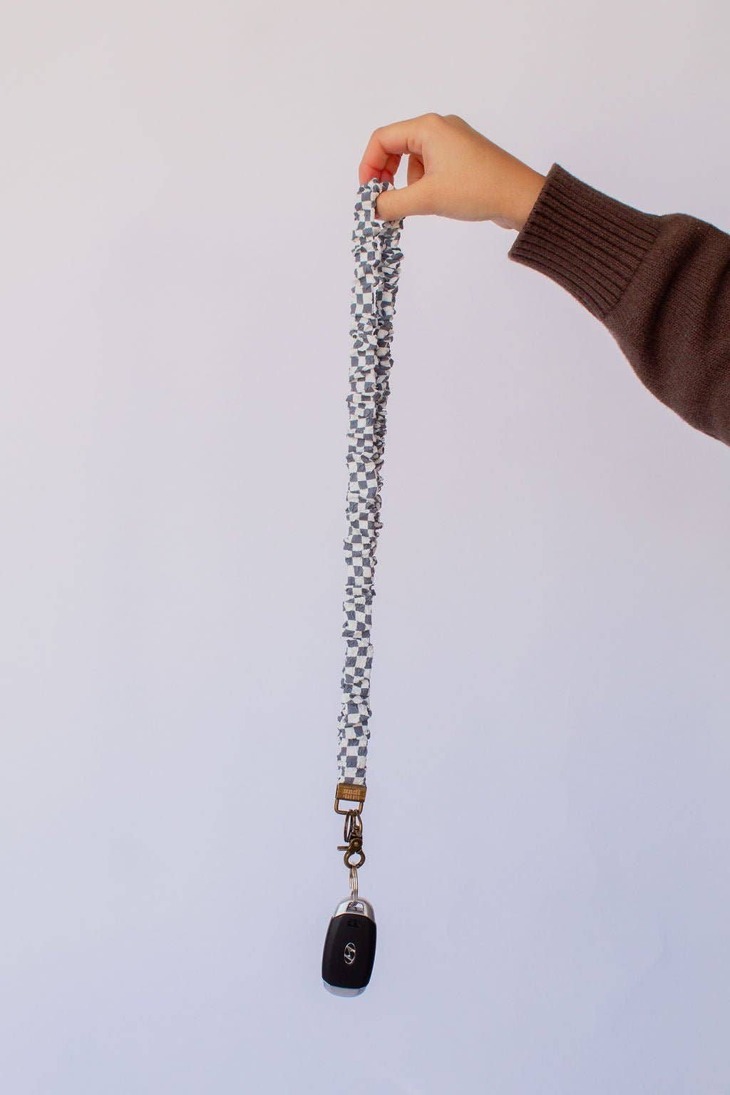 Grey Checkered Lanyard