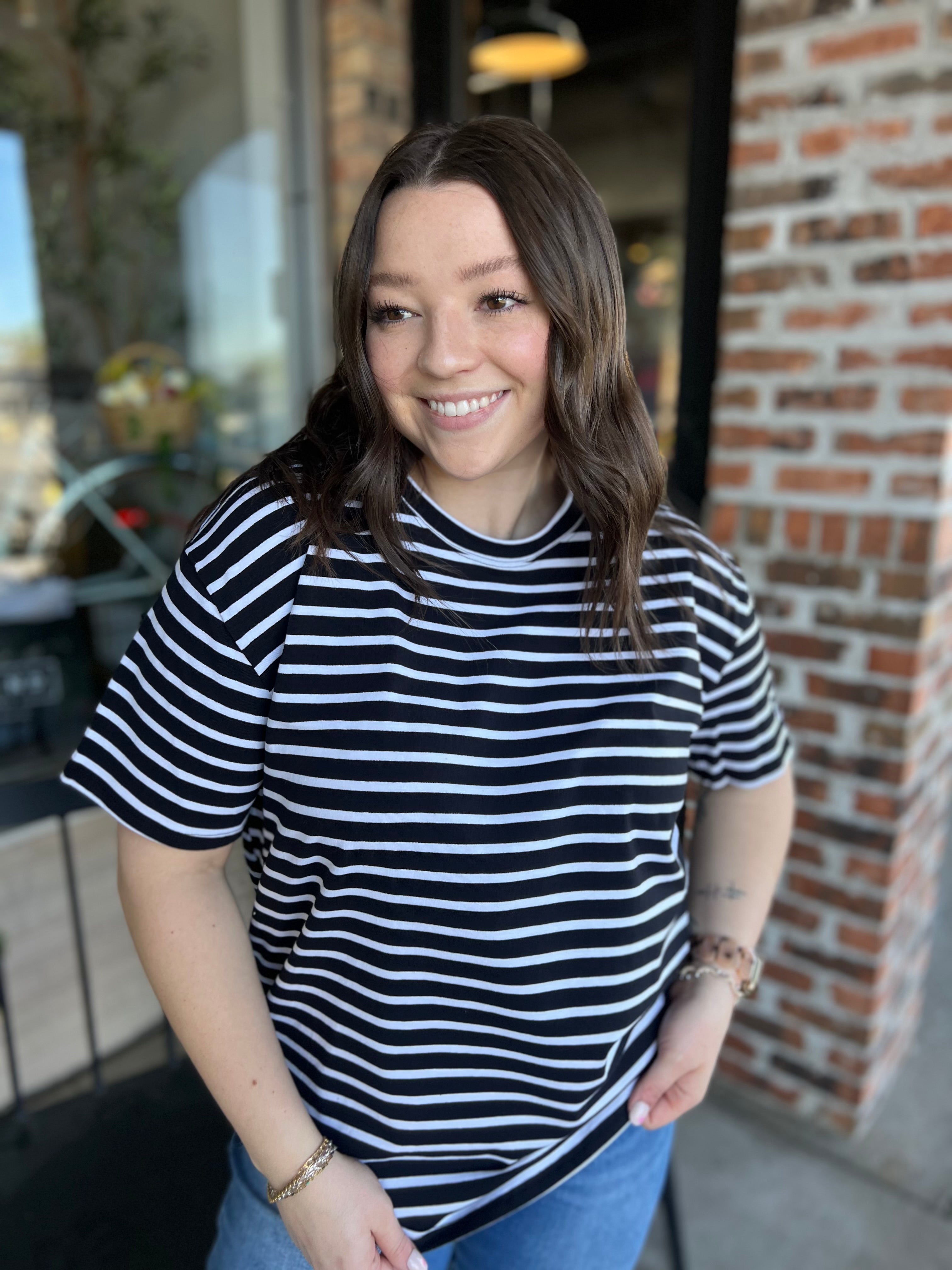 Black Stripe Basic Top