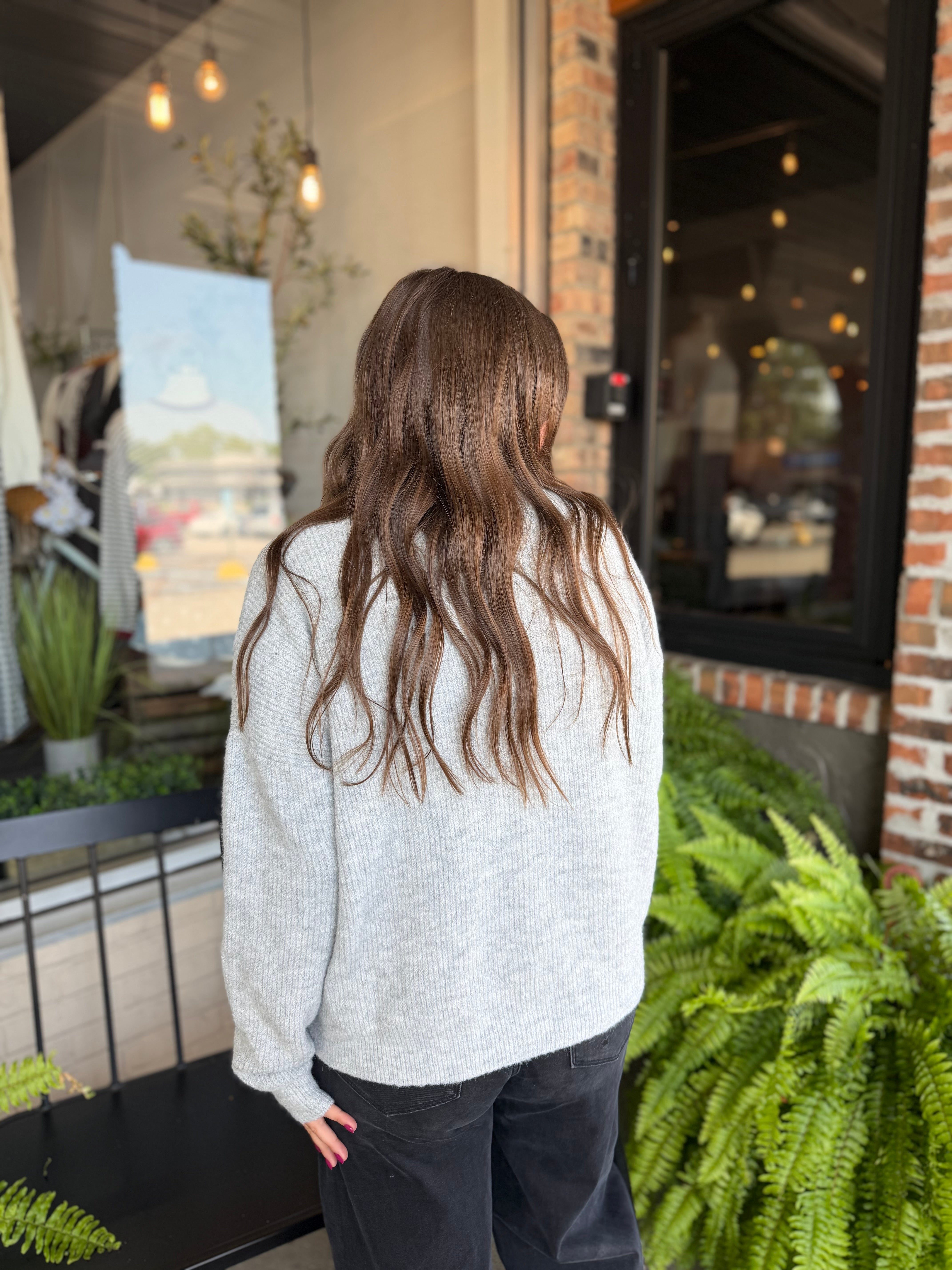 Heather Grey Ribbed Button-Front Cardigan