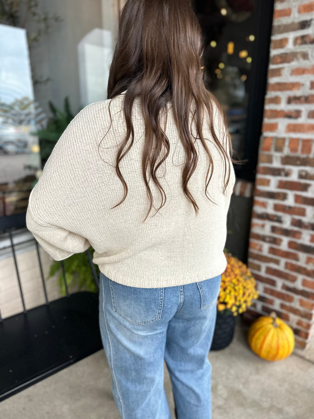 Natural Raw Edge Knit Top