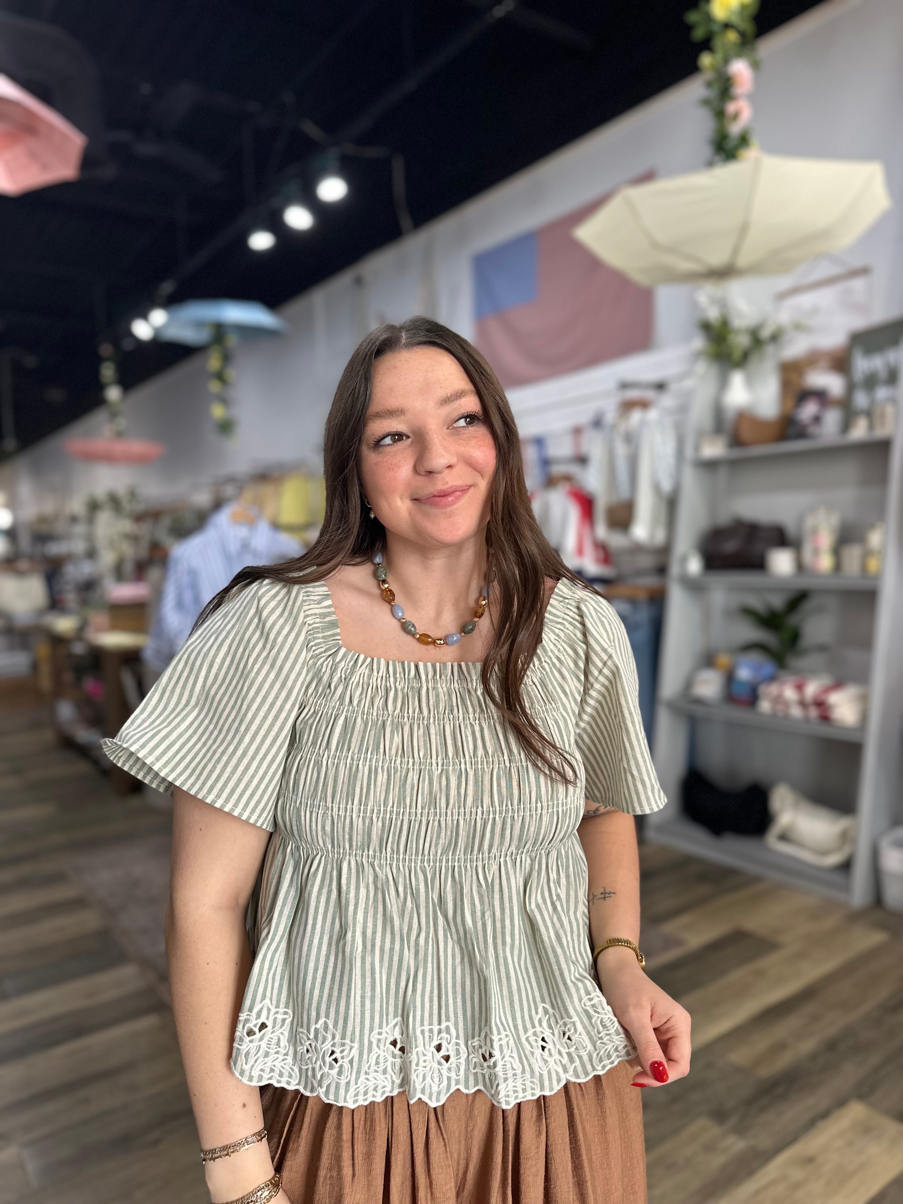Sage Square Neck Top