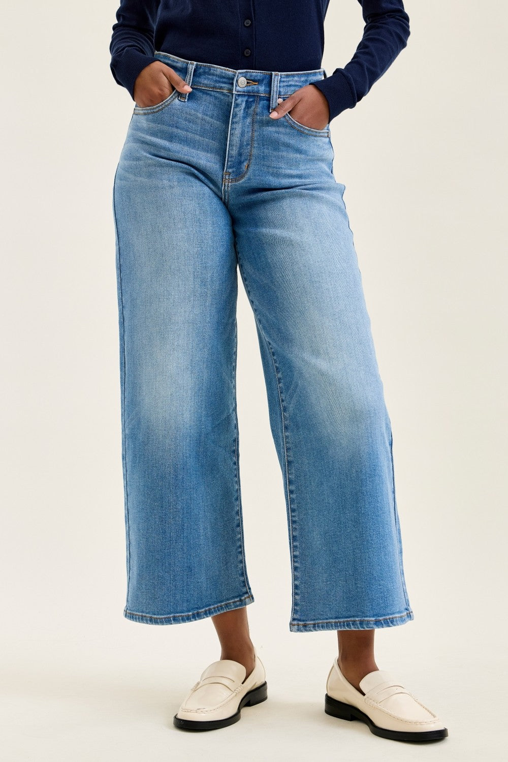 Mid Rise Wide Ankle Jeans