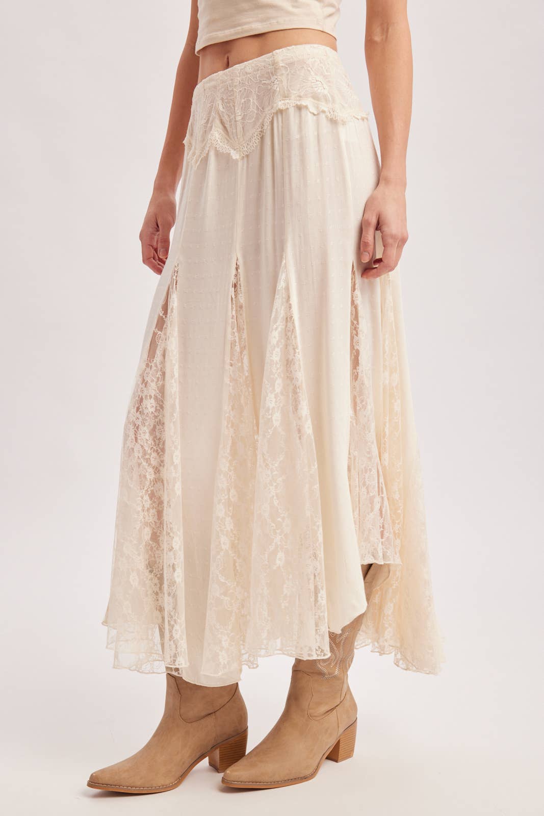 Cream Lace Maxi Skirt