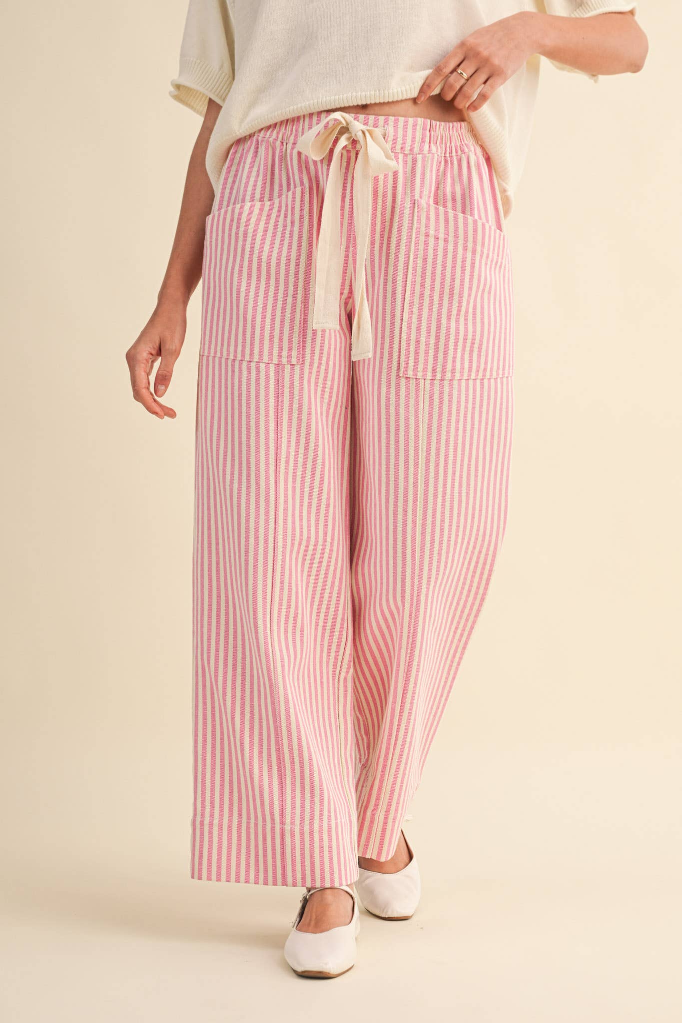Pink Stripe Wide Leg Pants - FINAL SALE