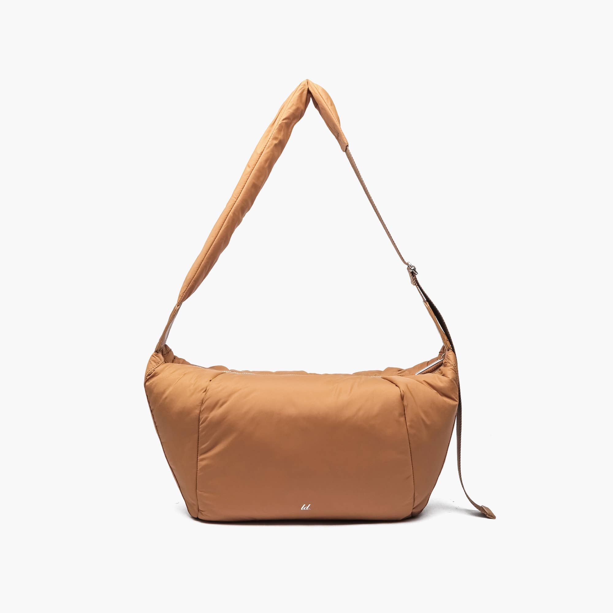 Brown Puffer Sling Crossbody Bag
