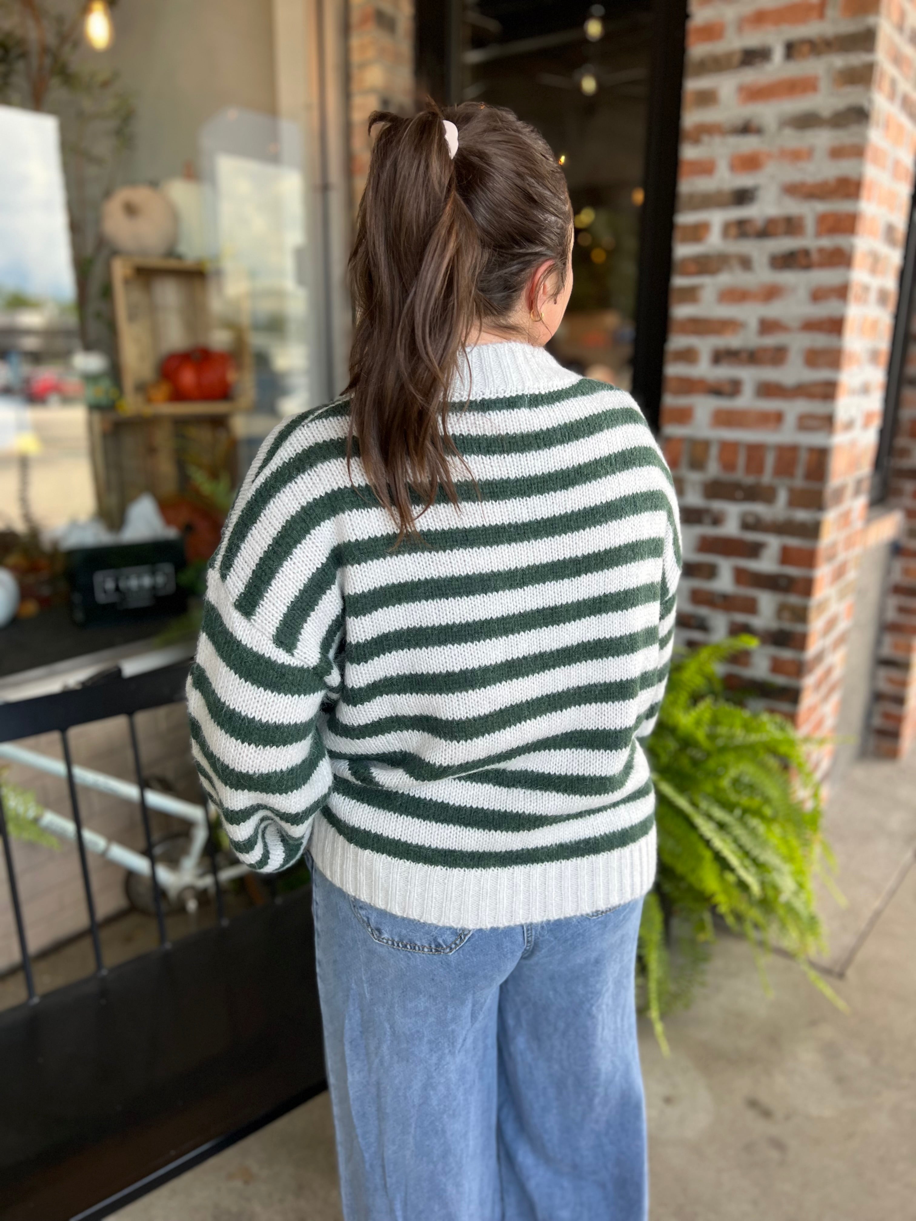 Green Ribbed Mock Neck Sweater - FINAL SALE