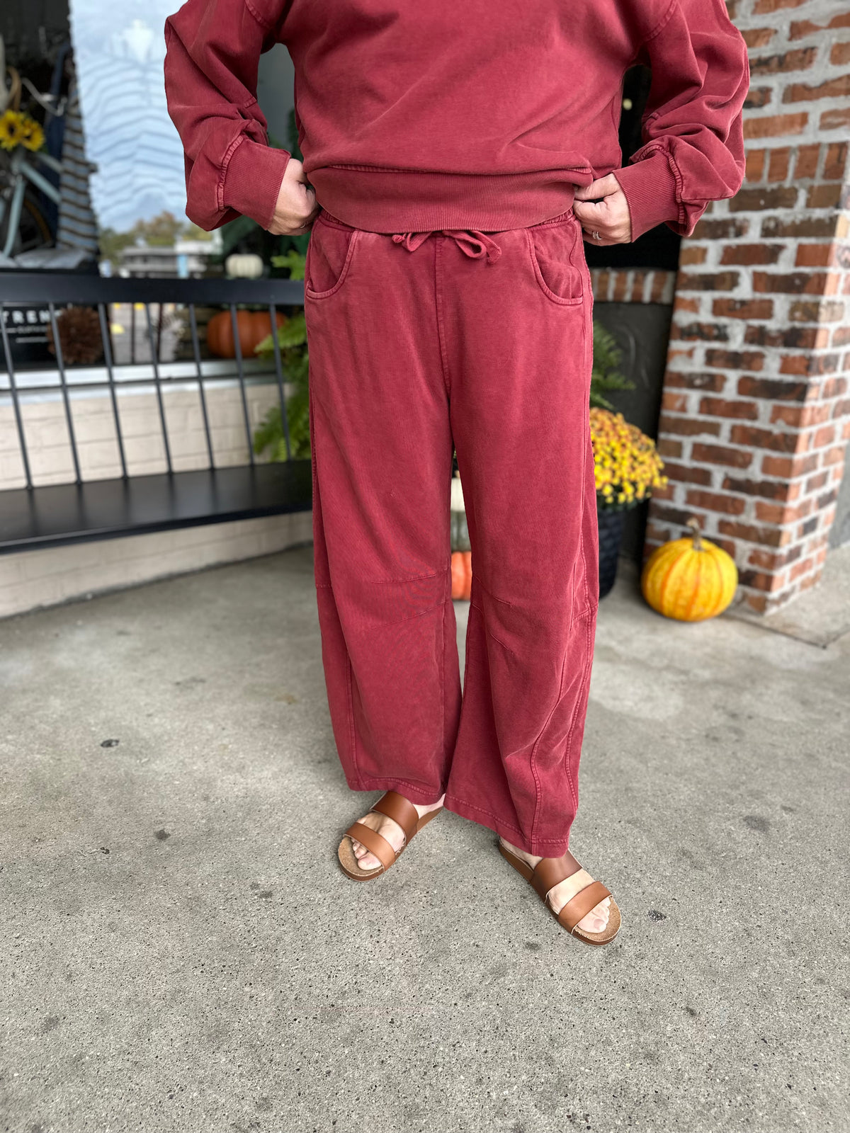 Crimson Mineral Washed Barrel Pants