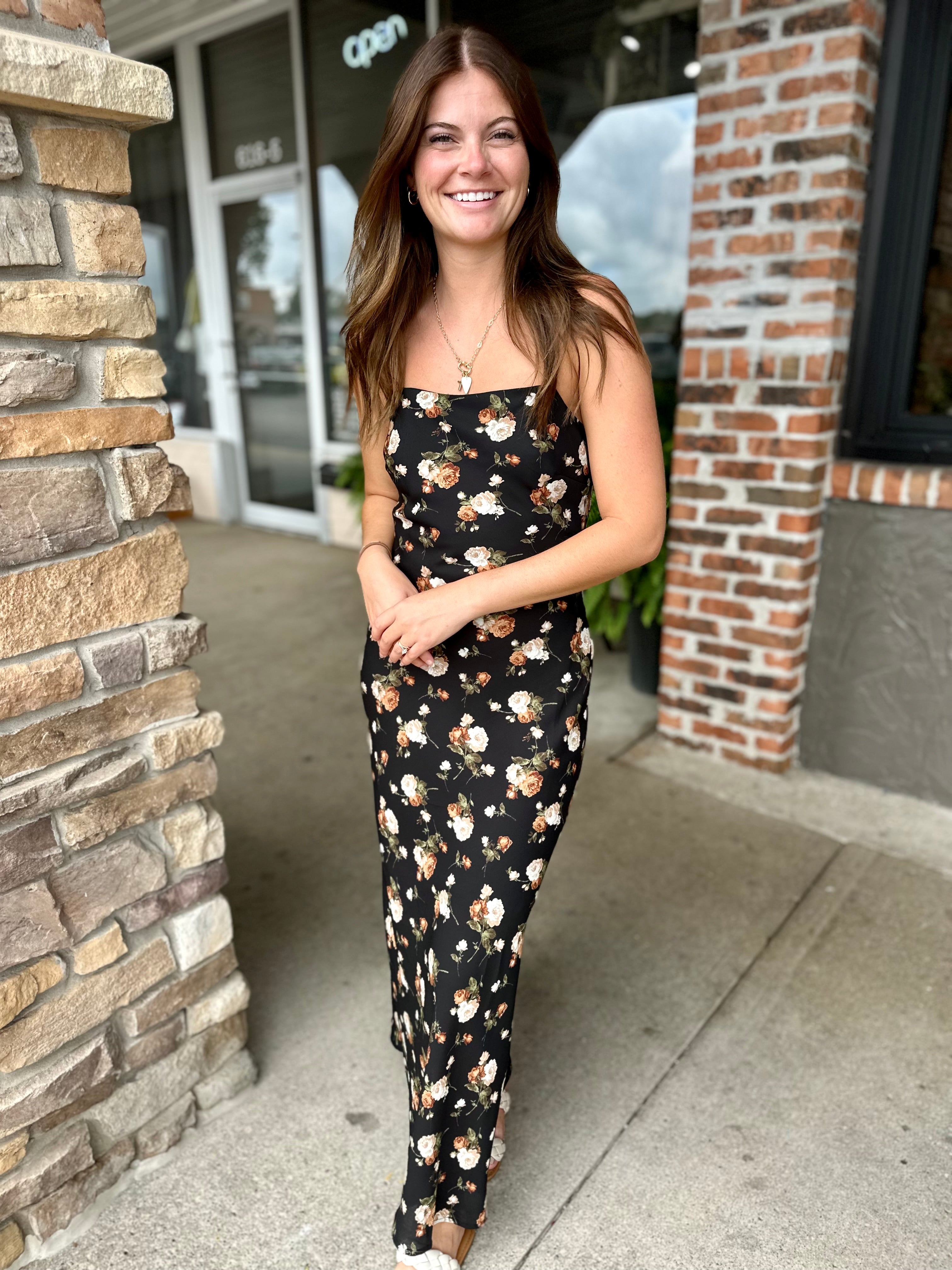 Black Floral Cami Dress