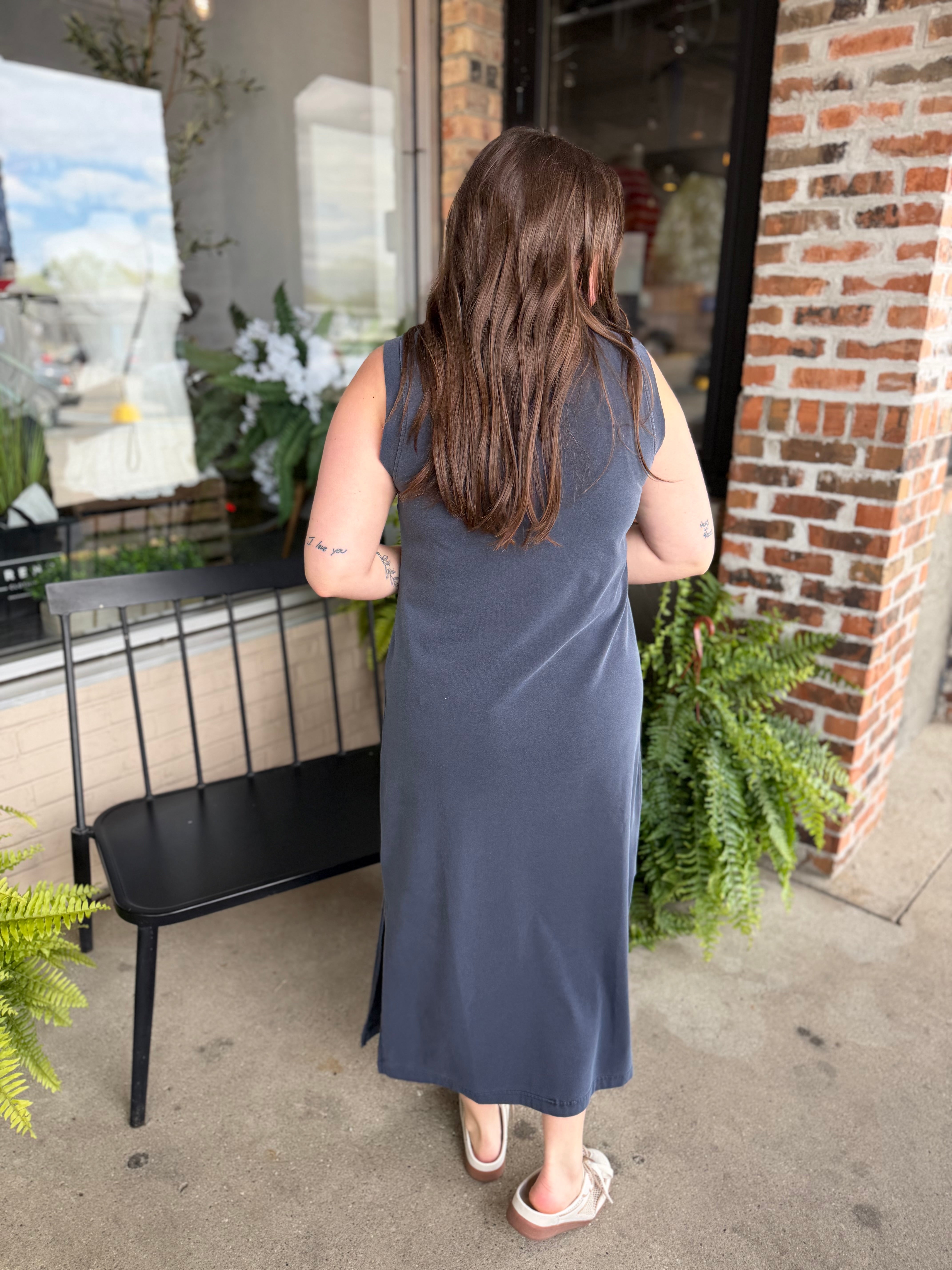 Navy Midi Shirt Dress - FINAL SALE