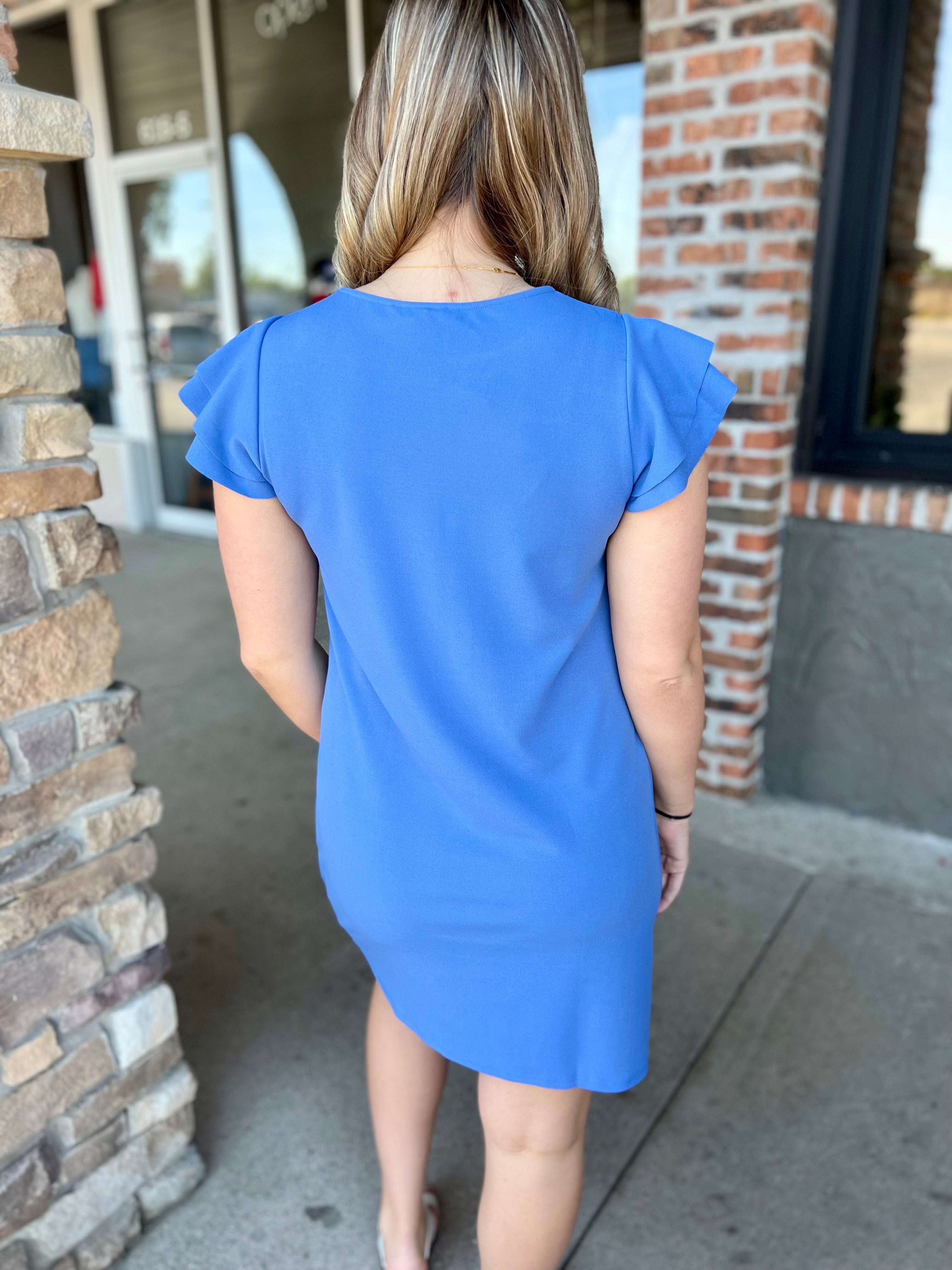 Blue Solid Tunic Dress
