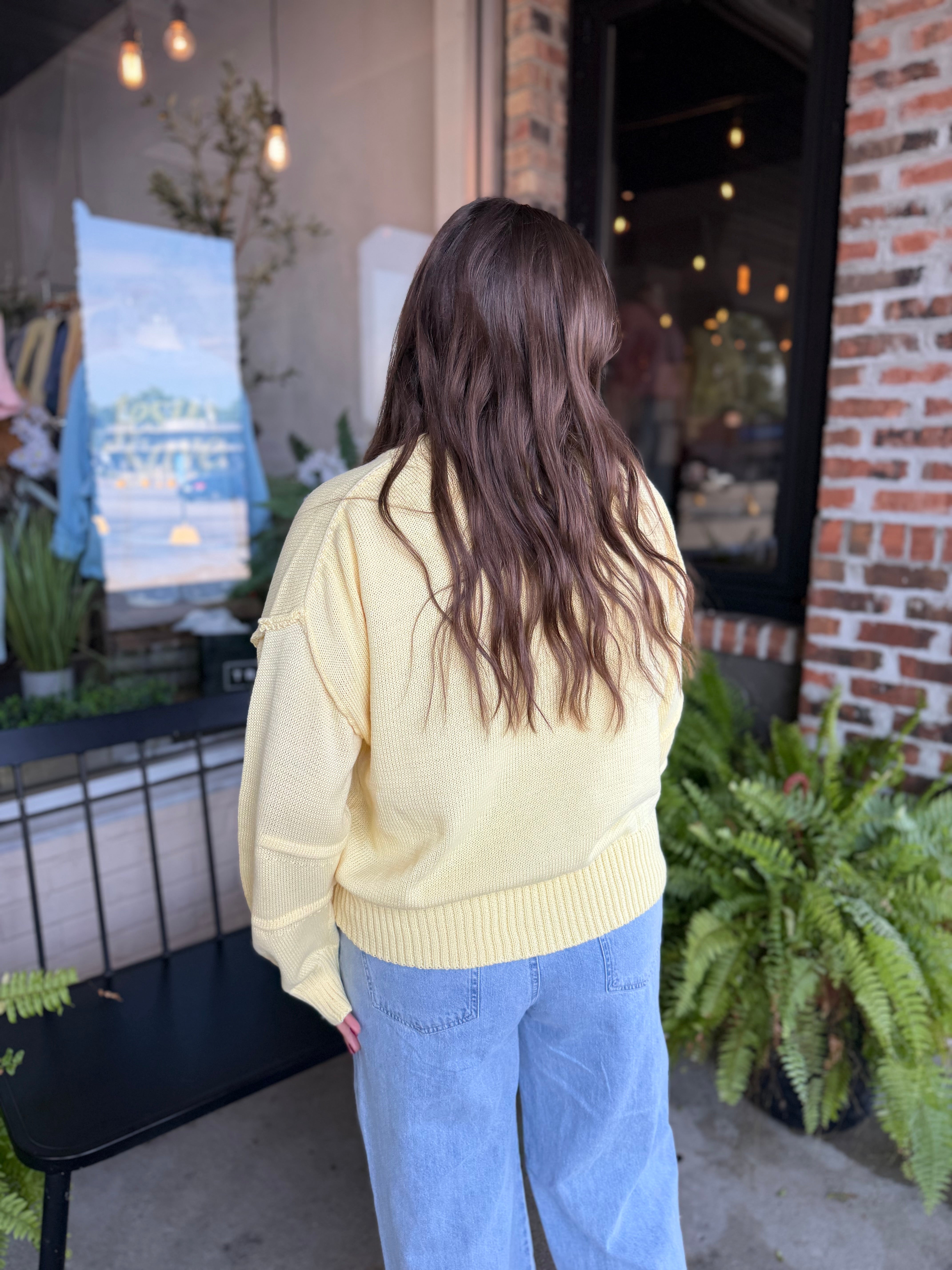Yellow Pleat Detail Sweater