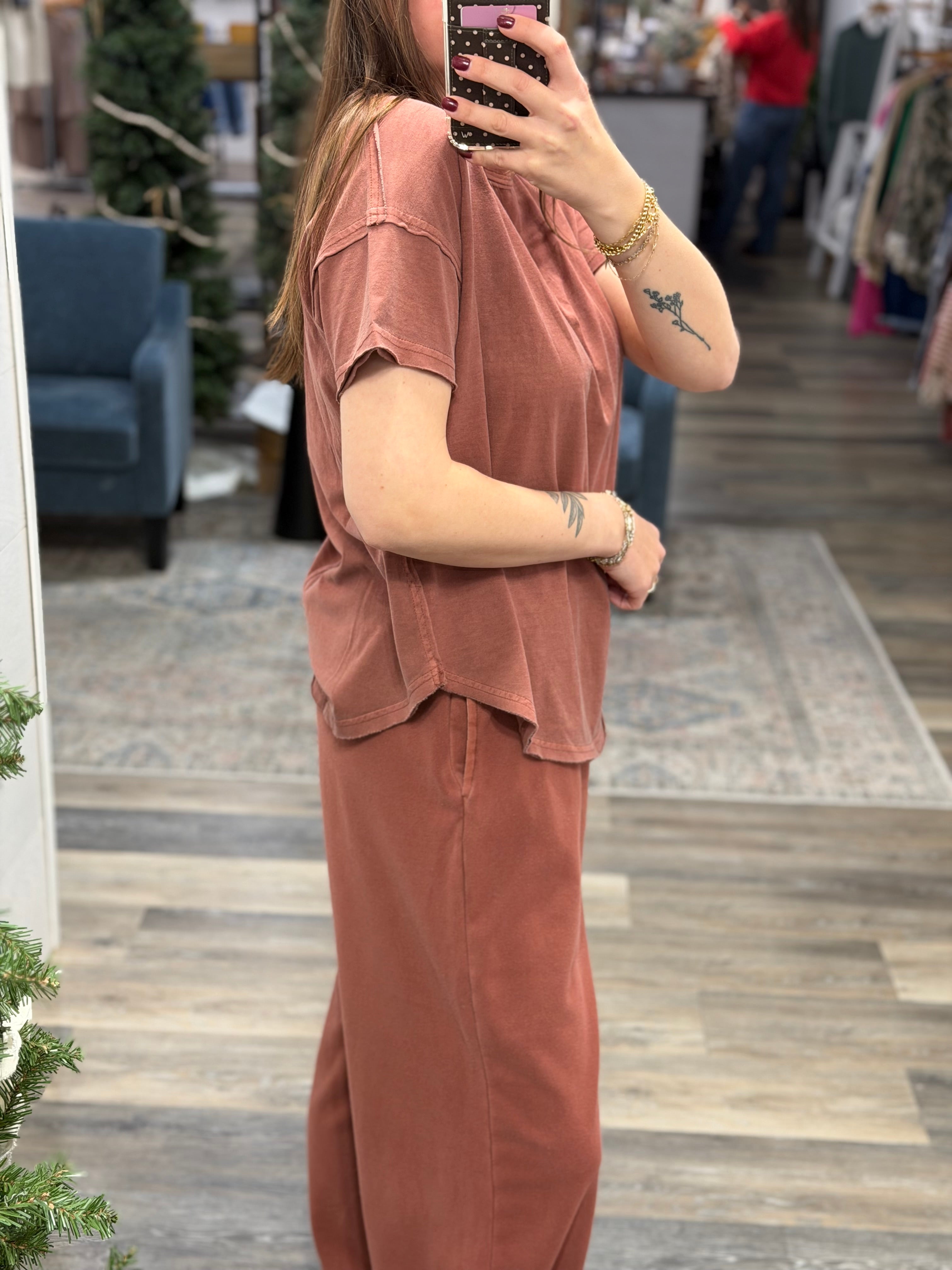 Terracotta Exposed Seam Top