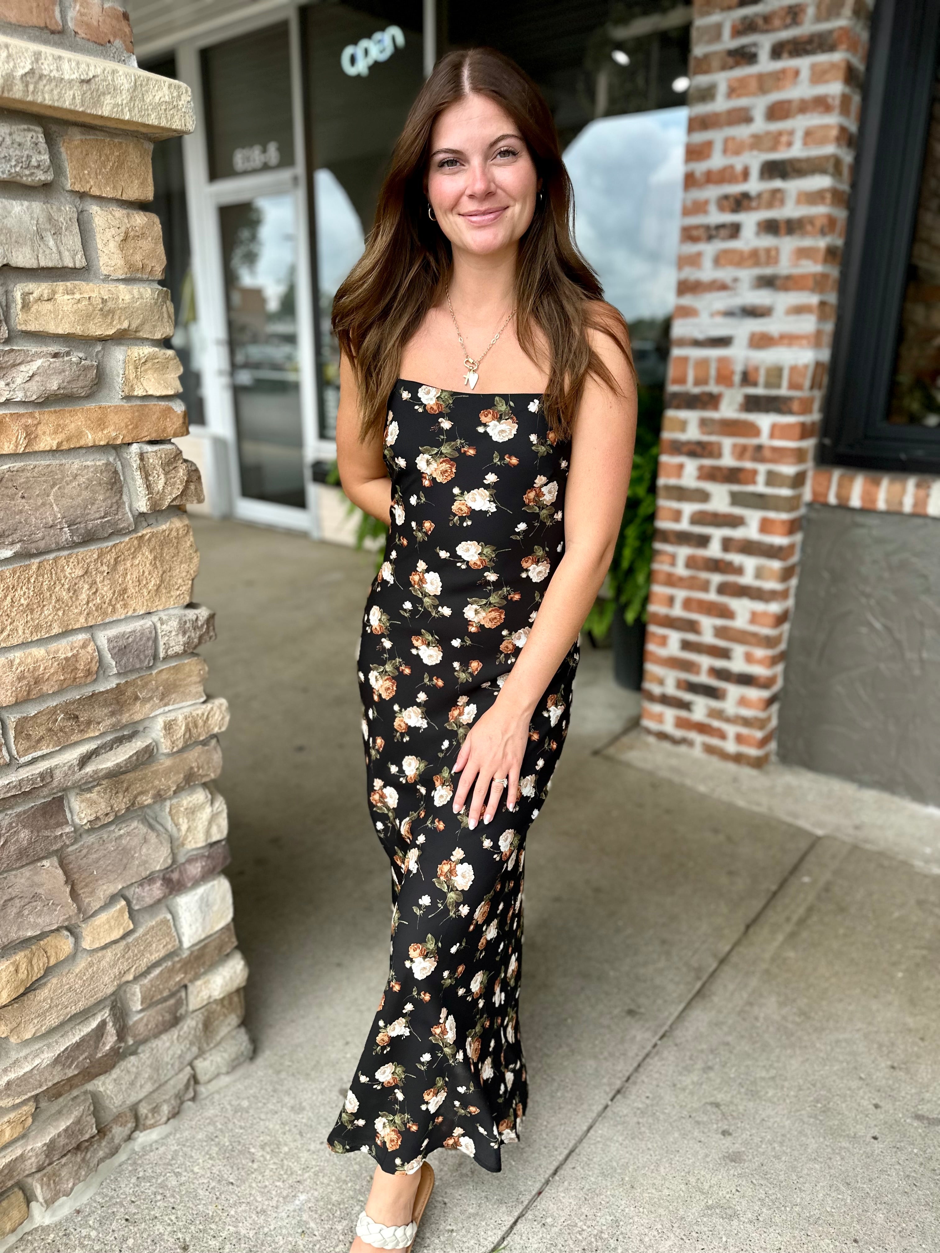 Black Floral Cami Dress