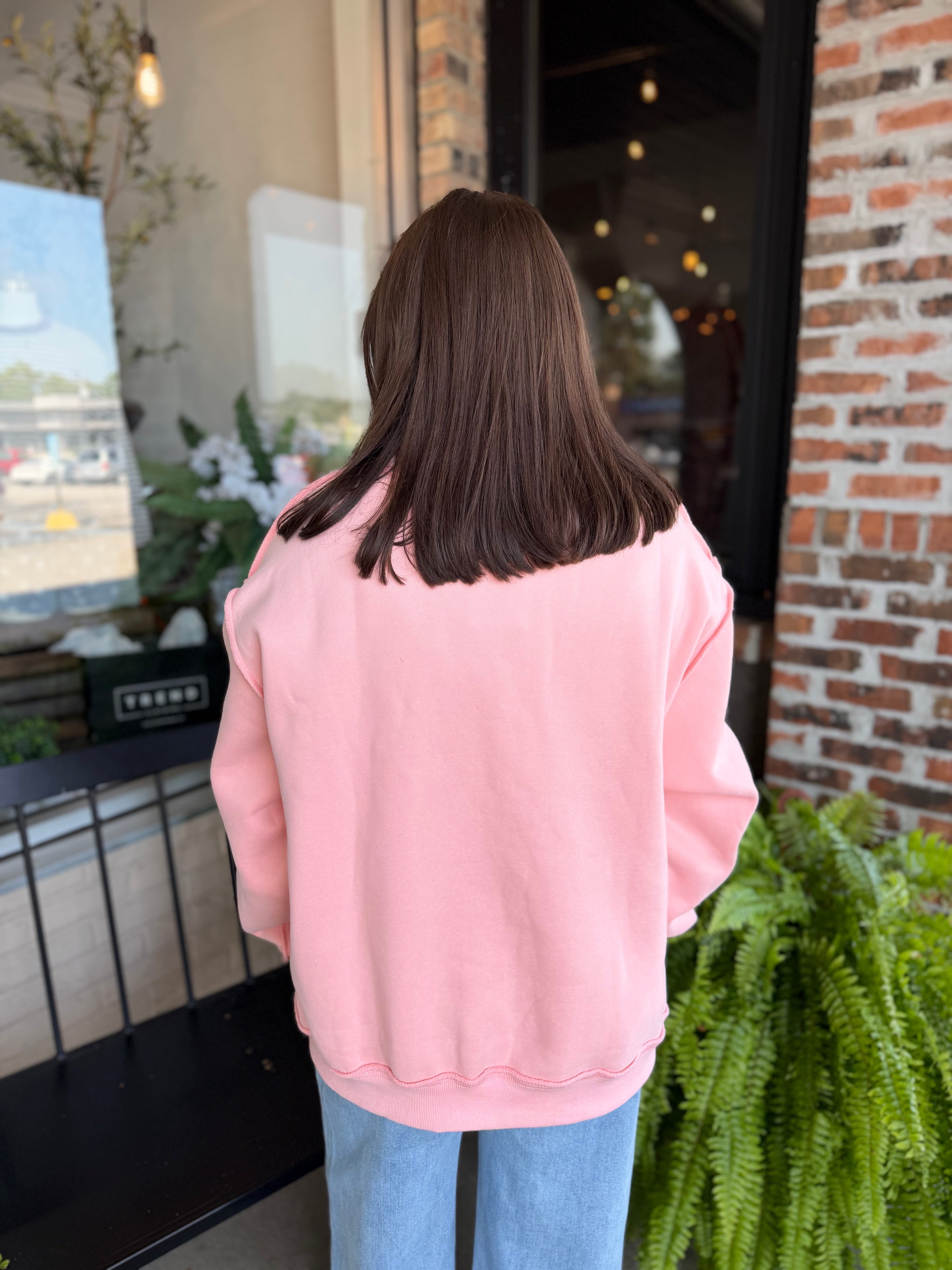 Pray Embroidered Mock Neck Sweatshirt
