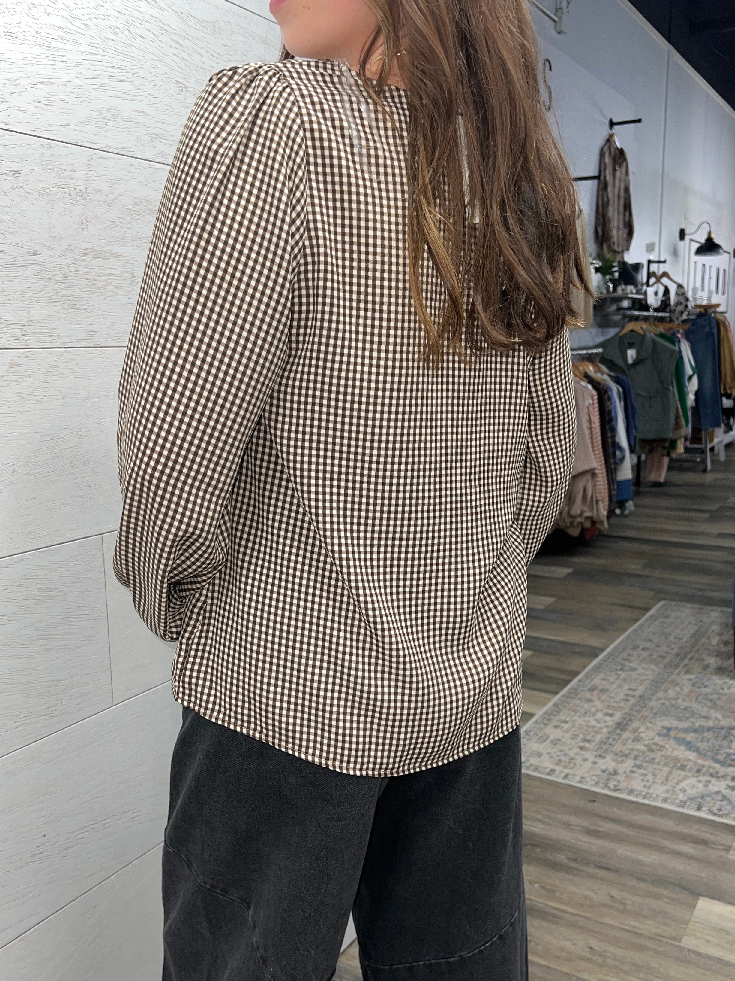Brown Check Blouse