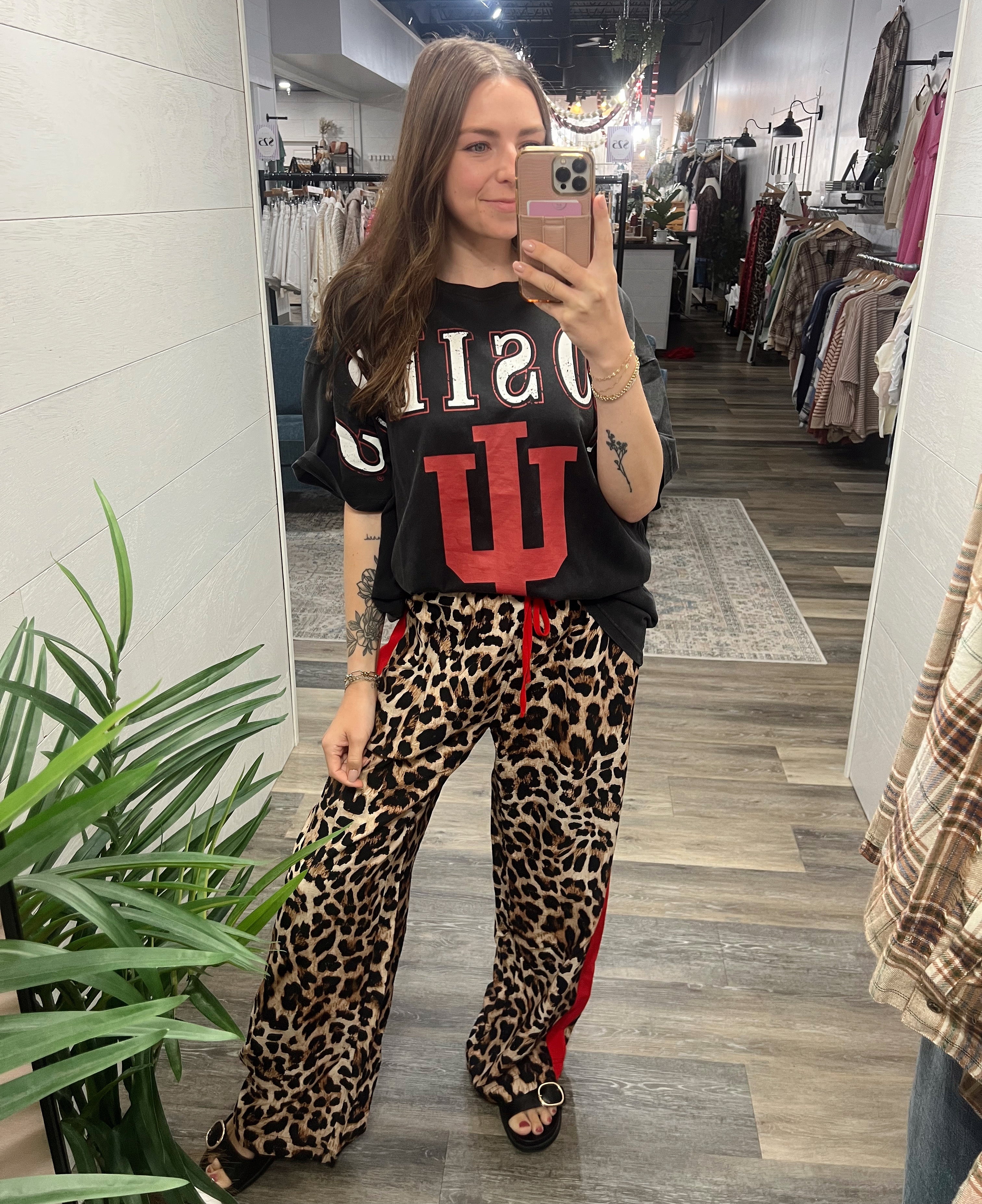 Red Leopard Track Pants