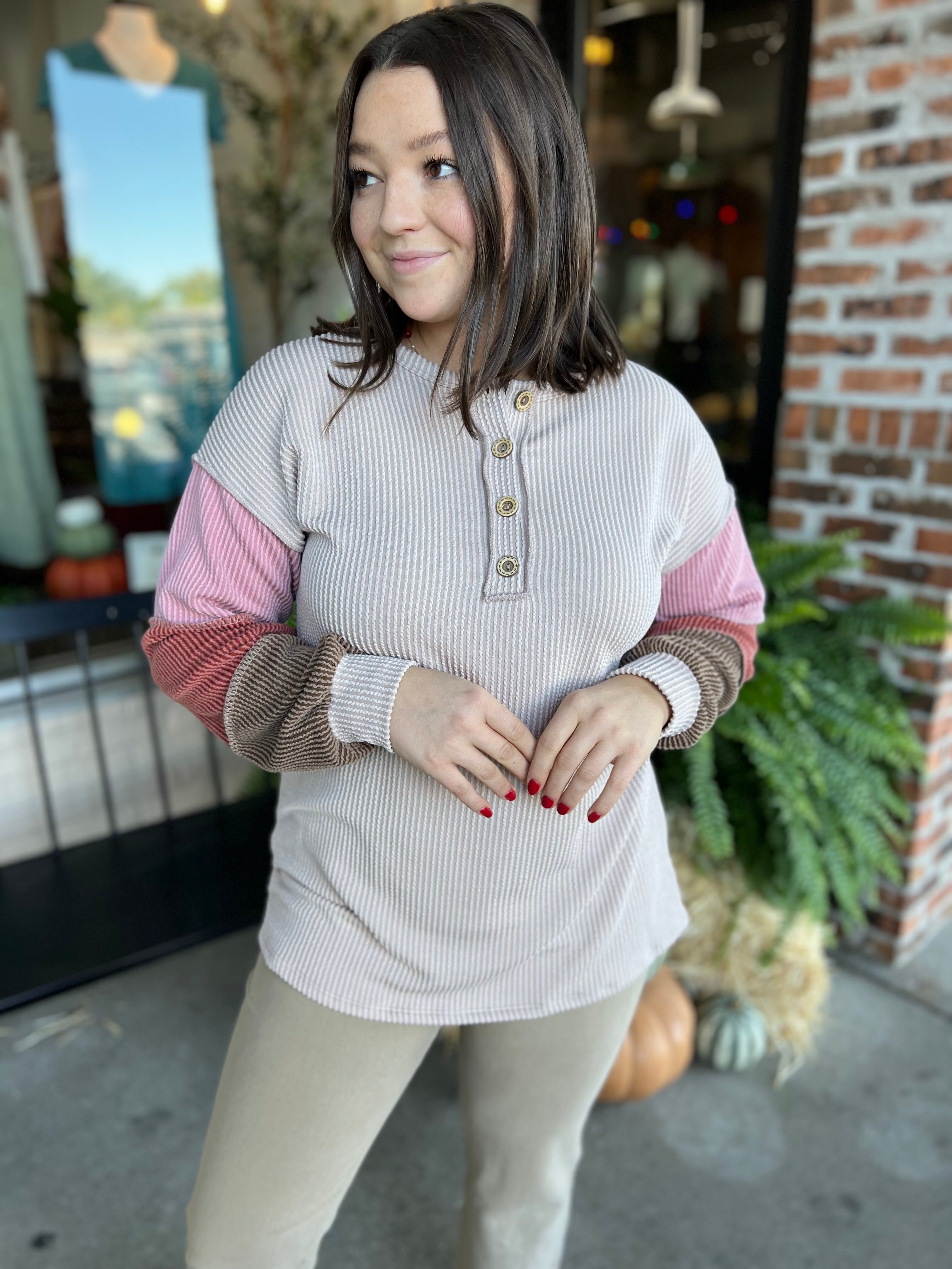 Sand Urban Color Block Top