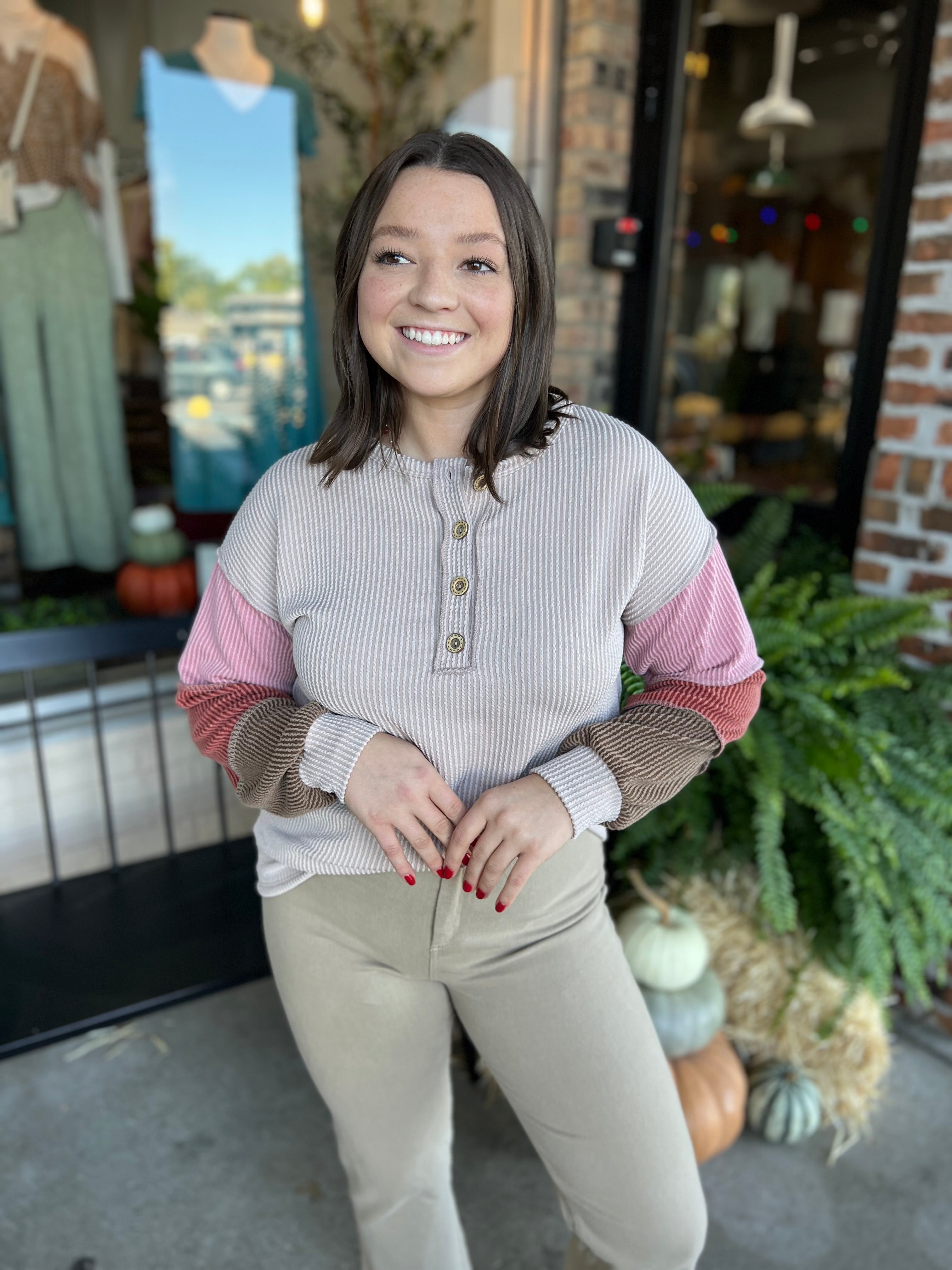 Sand Urban Color Block Top