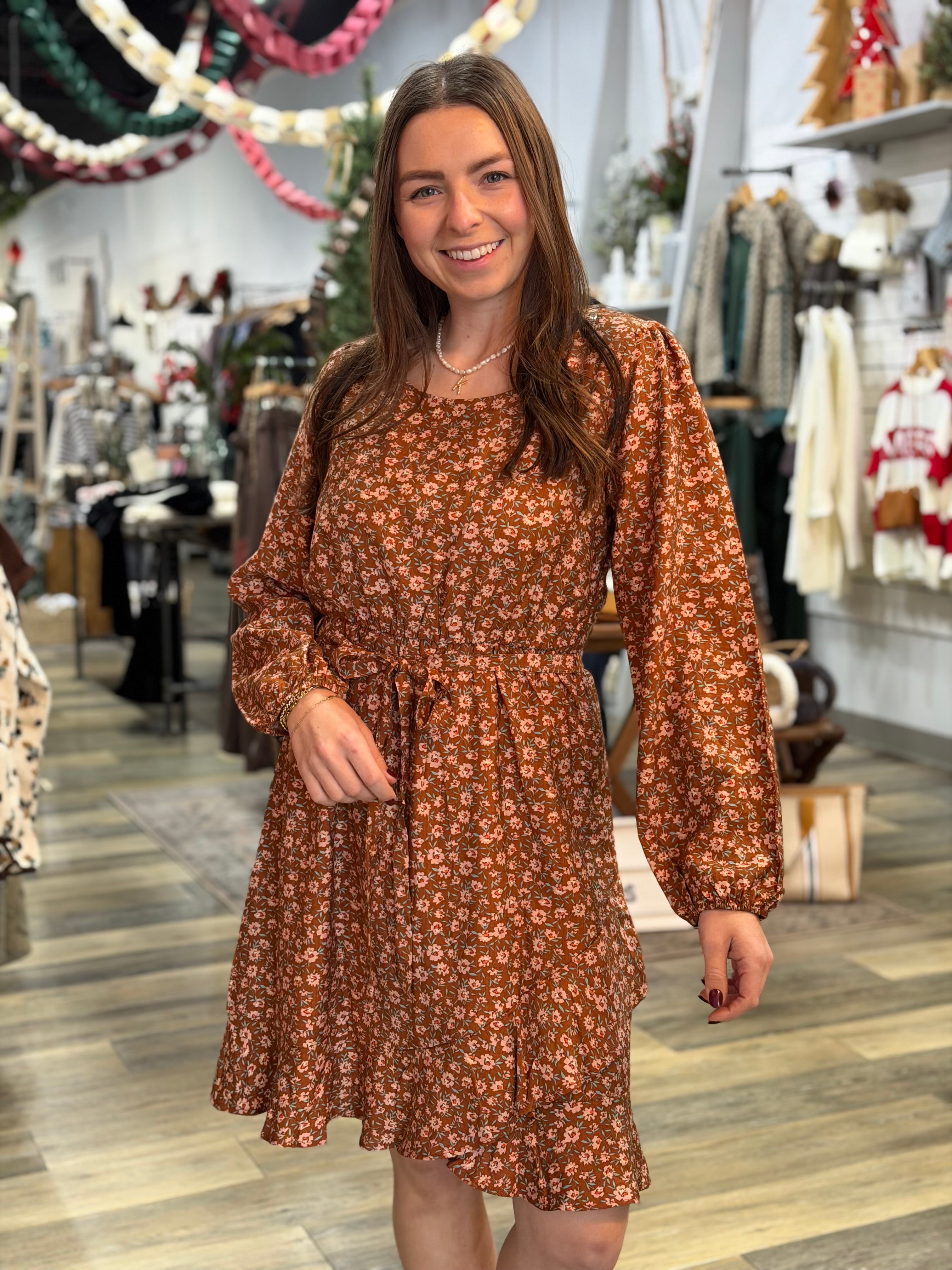 Mocha Ditsy Floral Dress Mocha Ditsy Floral Dress