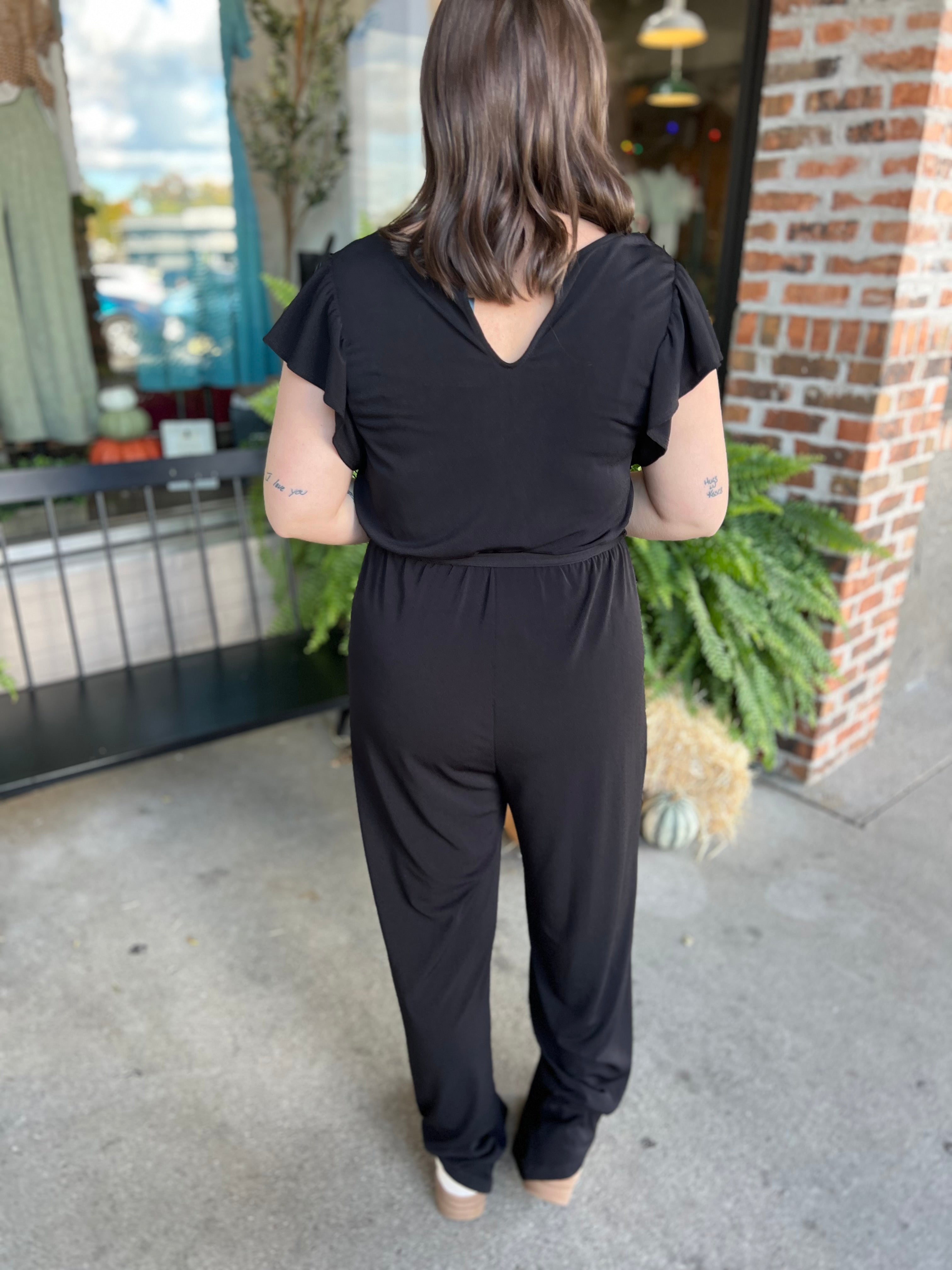 Black V Neck Jumpsuit