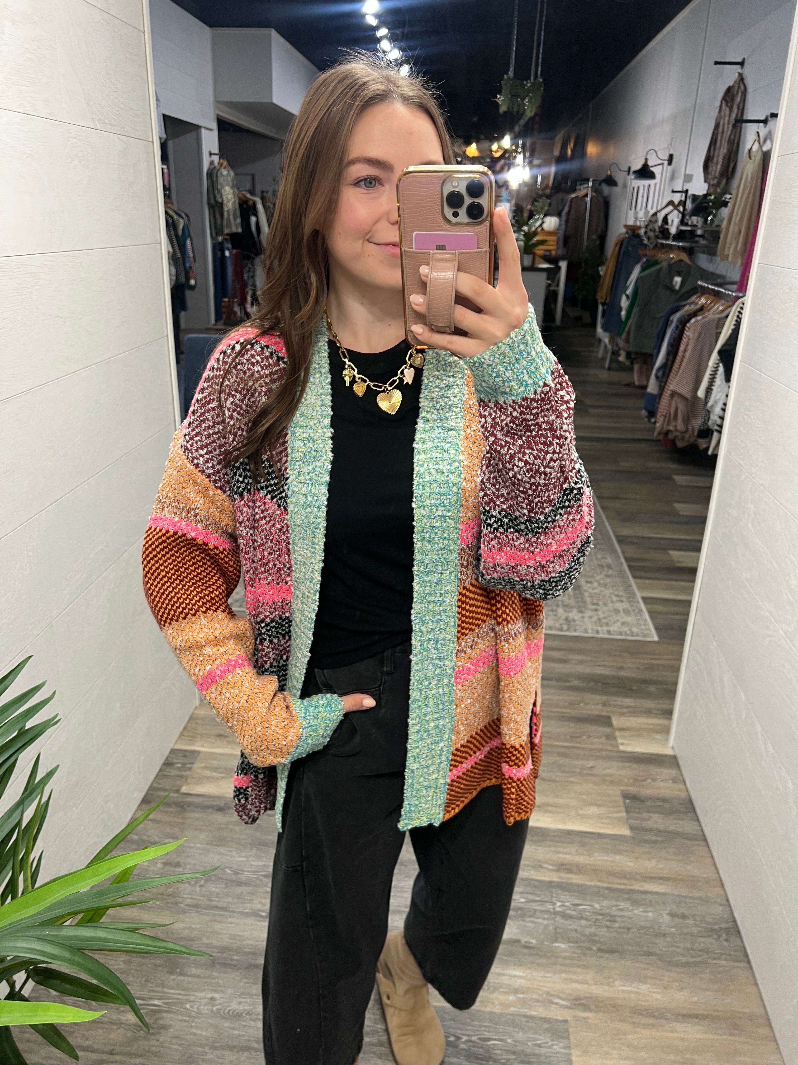 Multicolor Abstract Cardigan