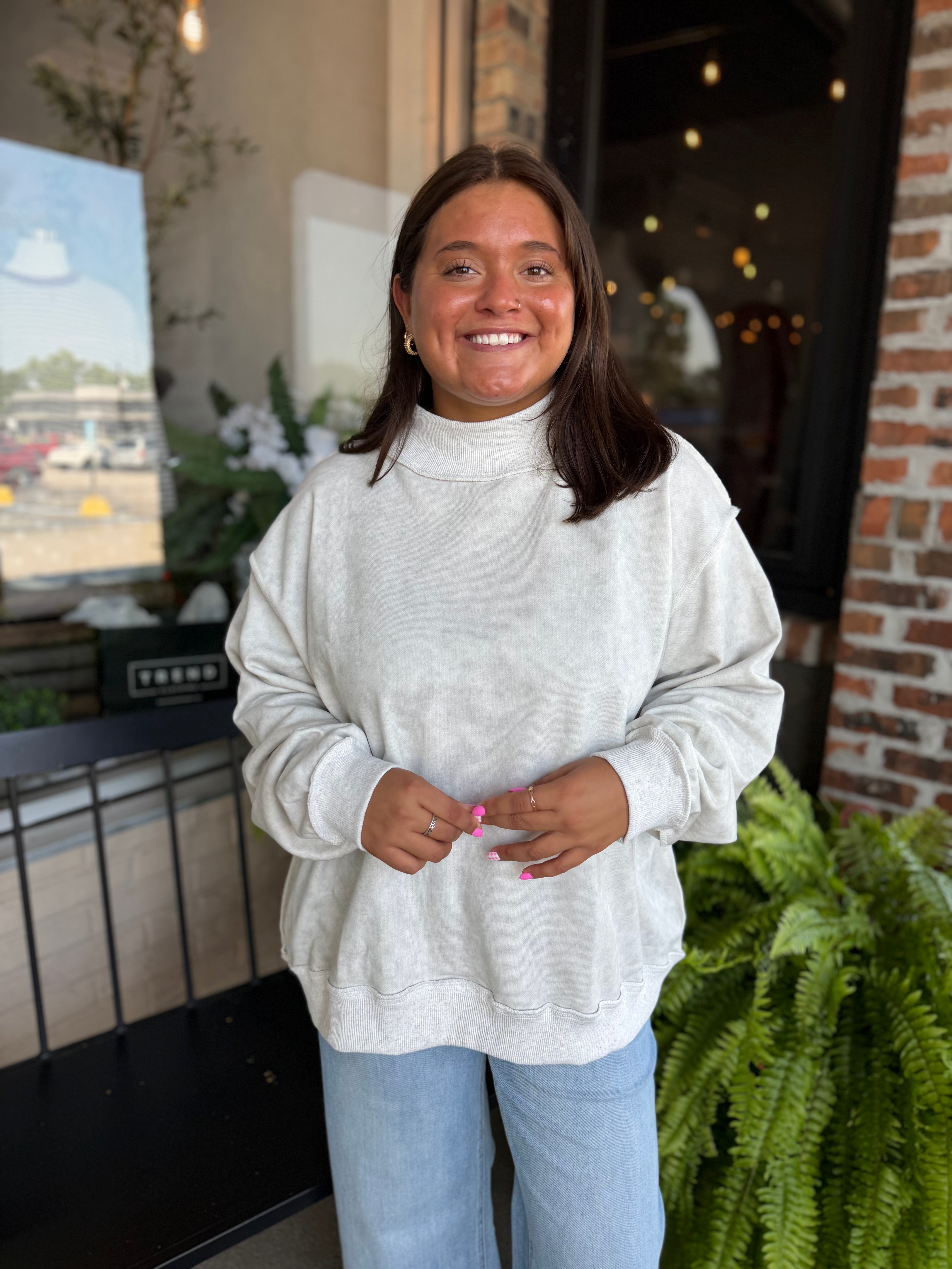 Grey Vintage Wash Oversized Sweatshirt