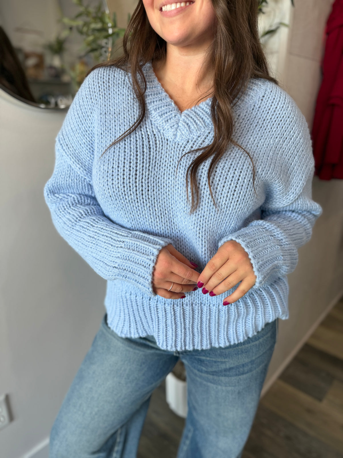 Light Blue V Neck Sweater