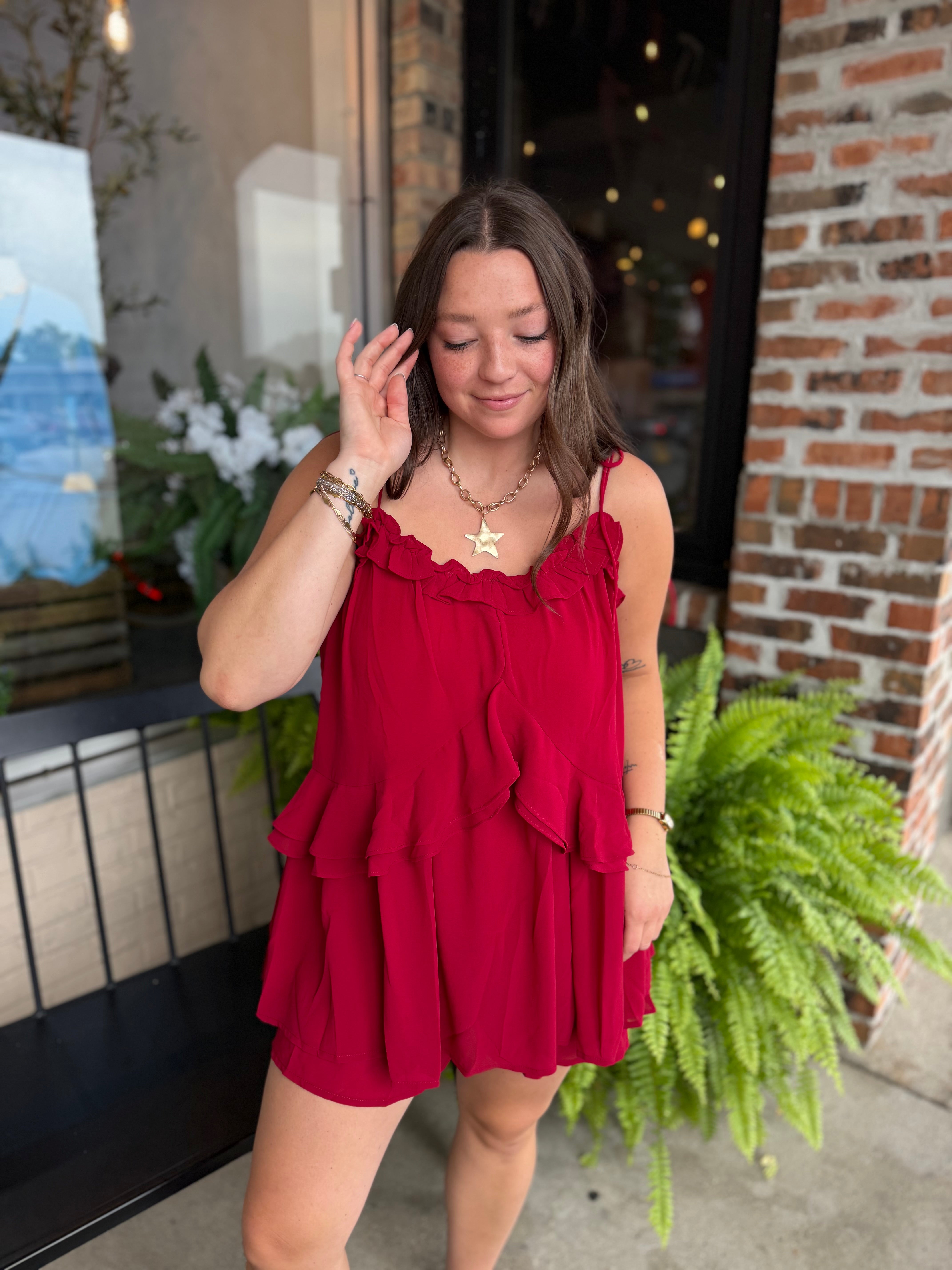Red Ruffle Romper
