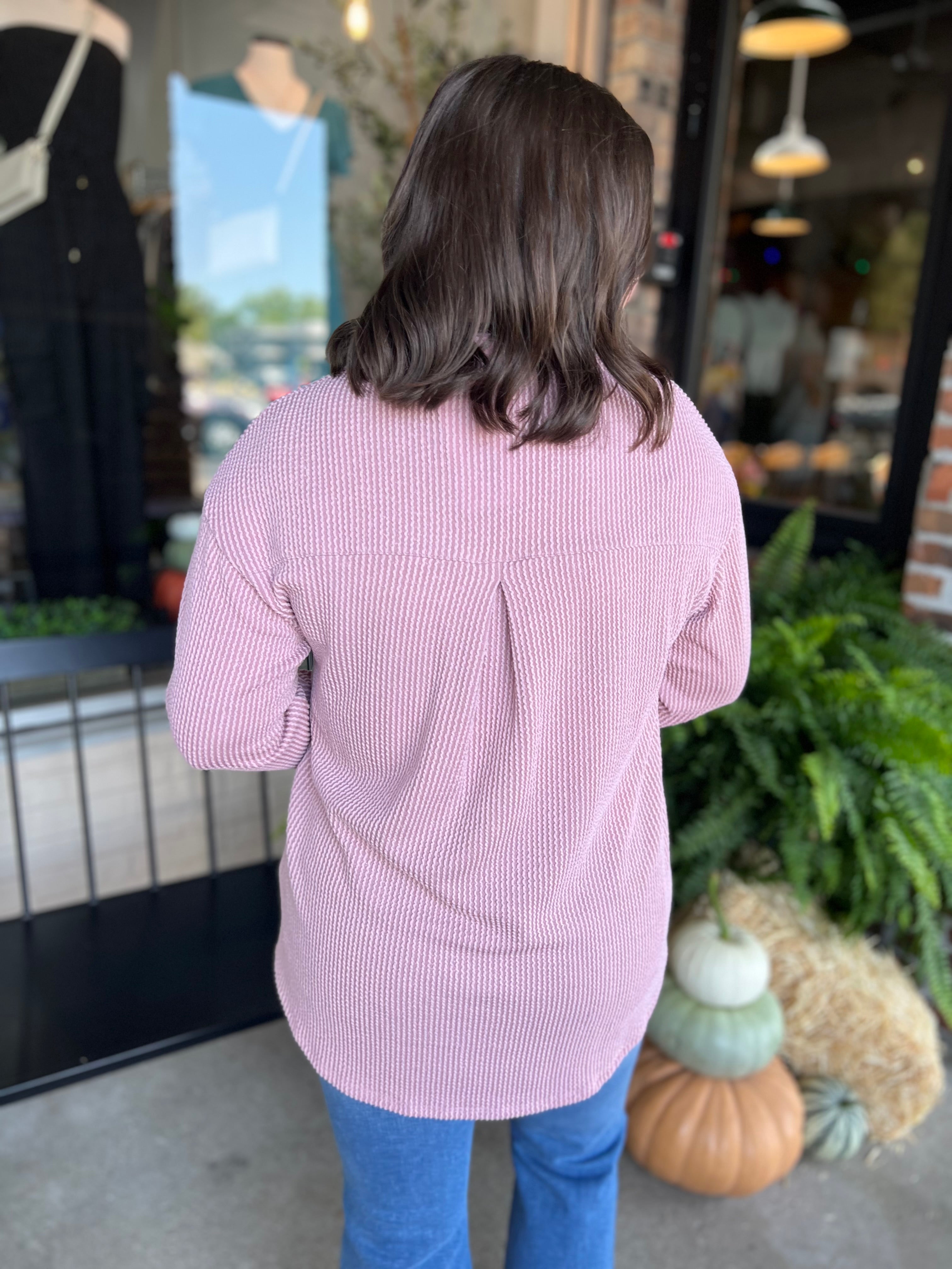 Mauve Rib Long Sleeve Jacket