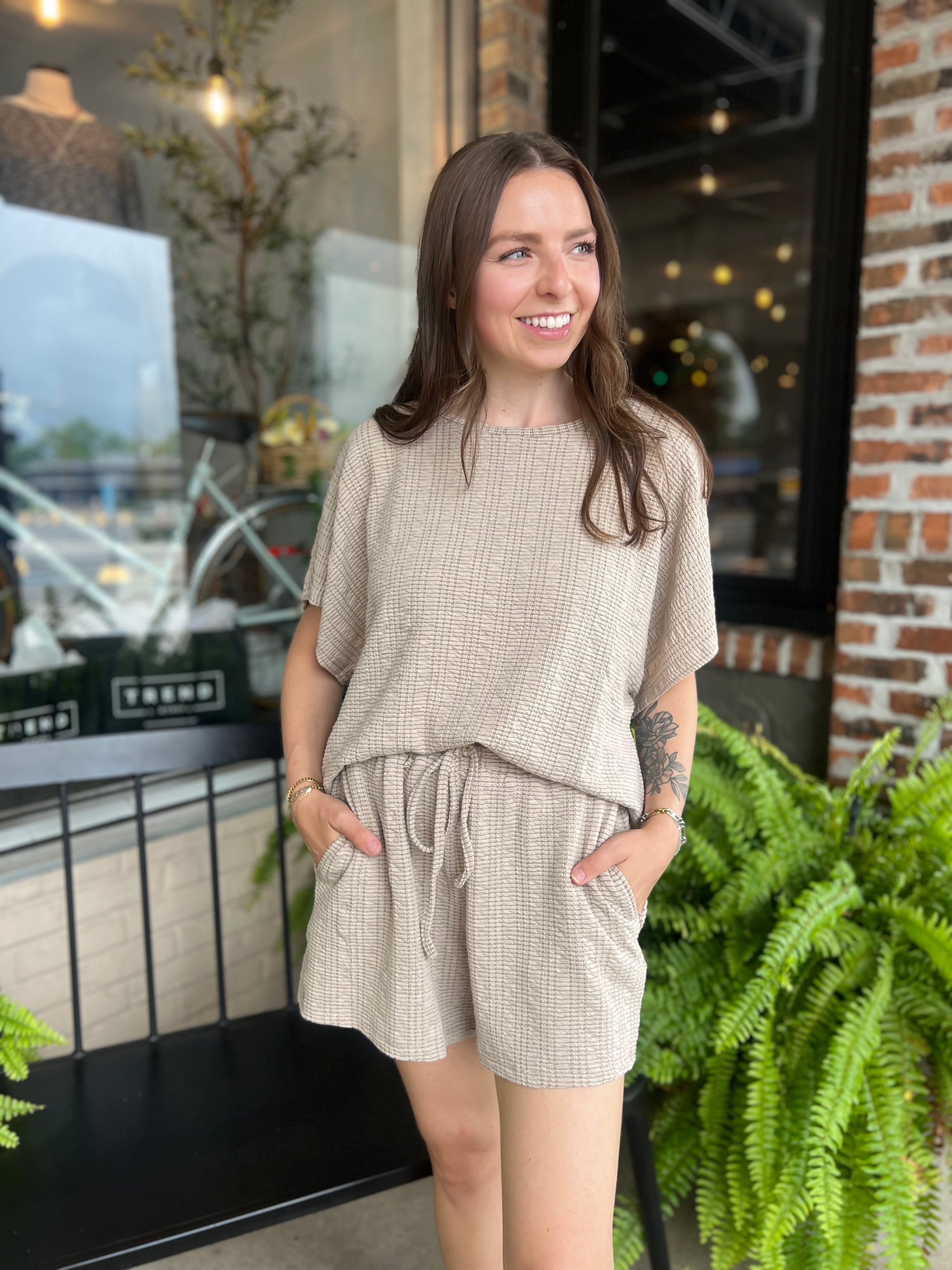 Taupe Textured Knit Top