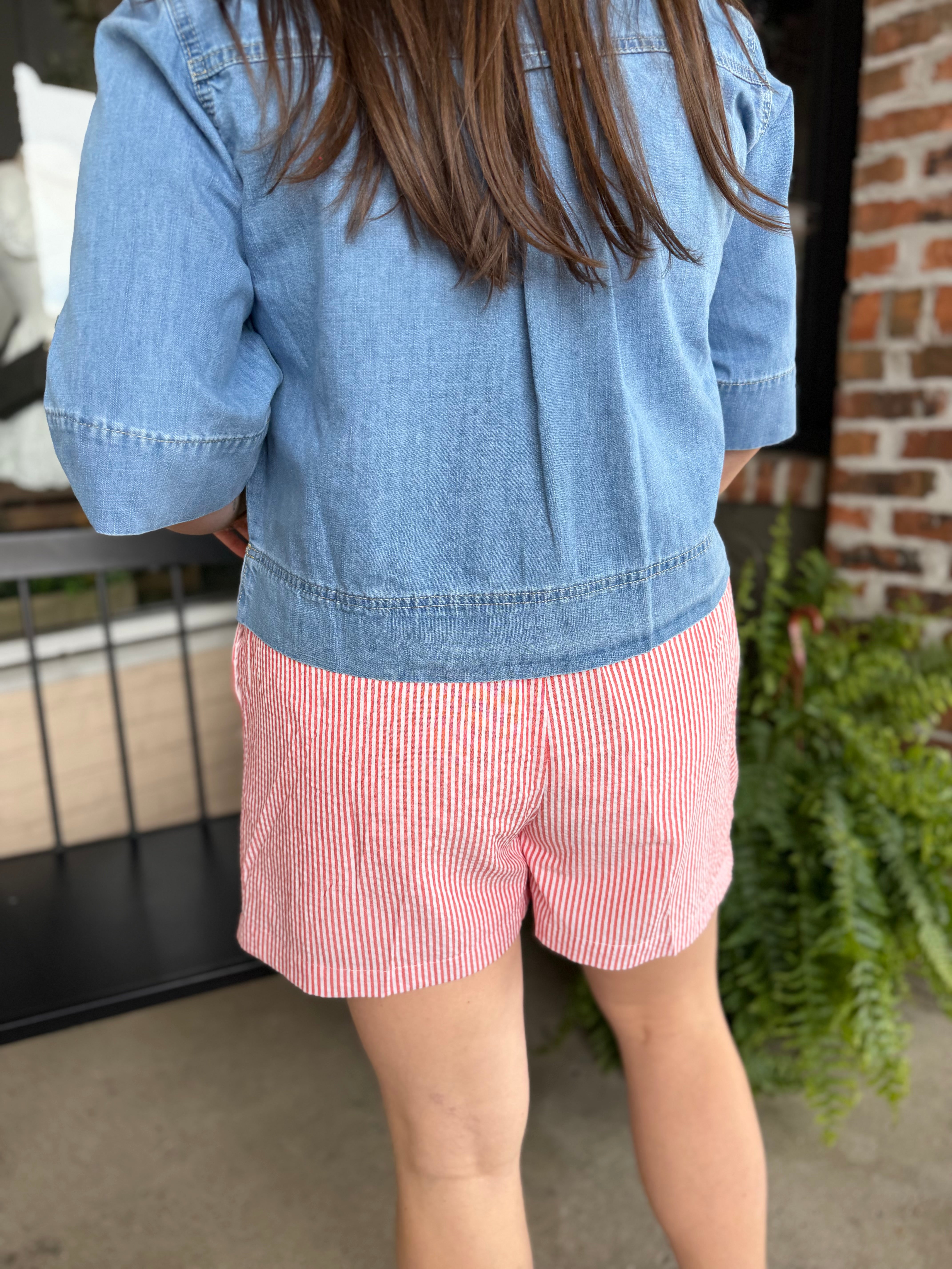 Red Striped Drawstring Shorts - FINAL SALE