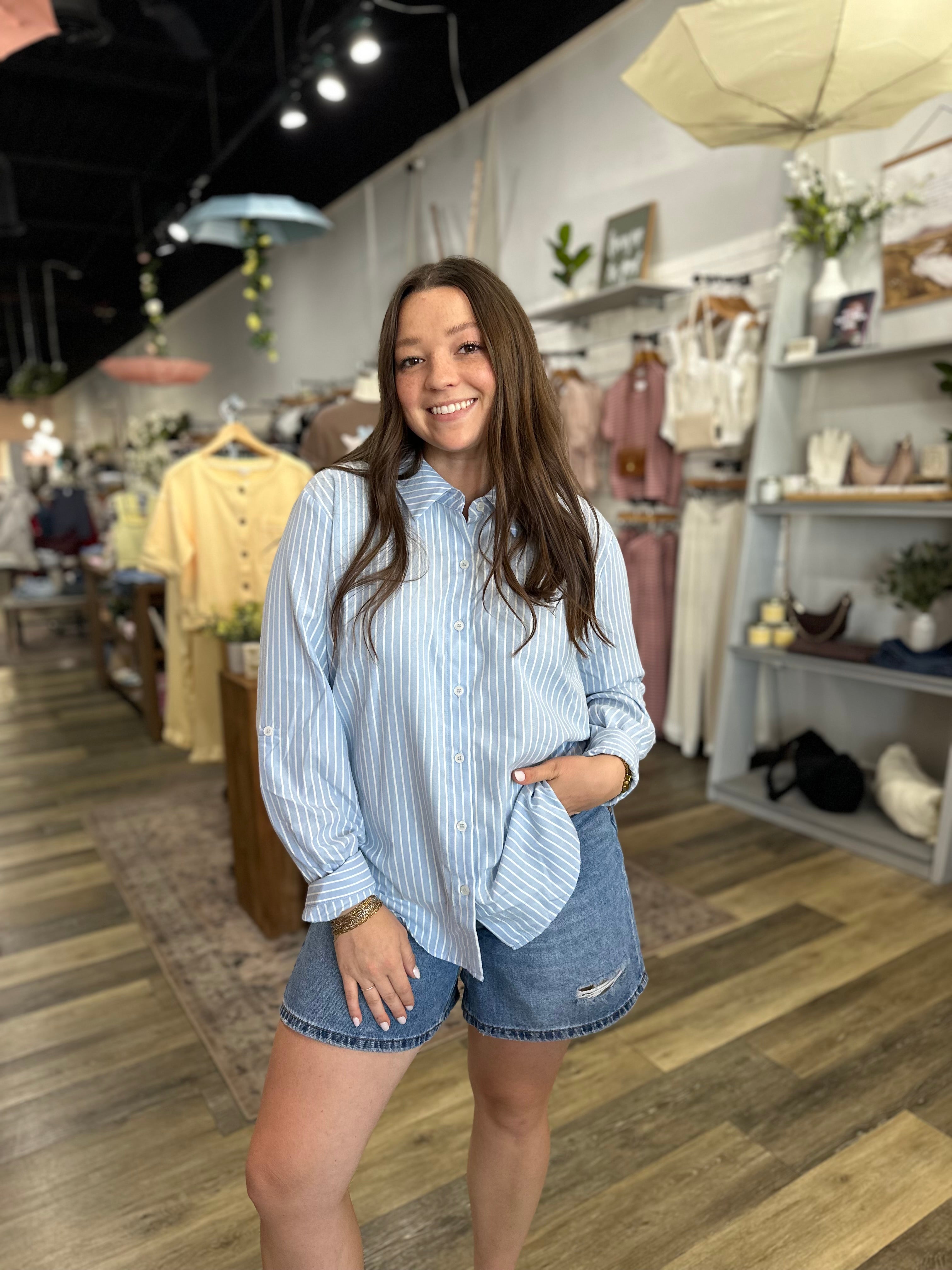 Blue Stripe Button Down Shirt