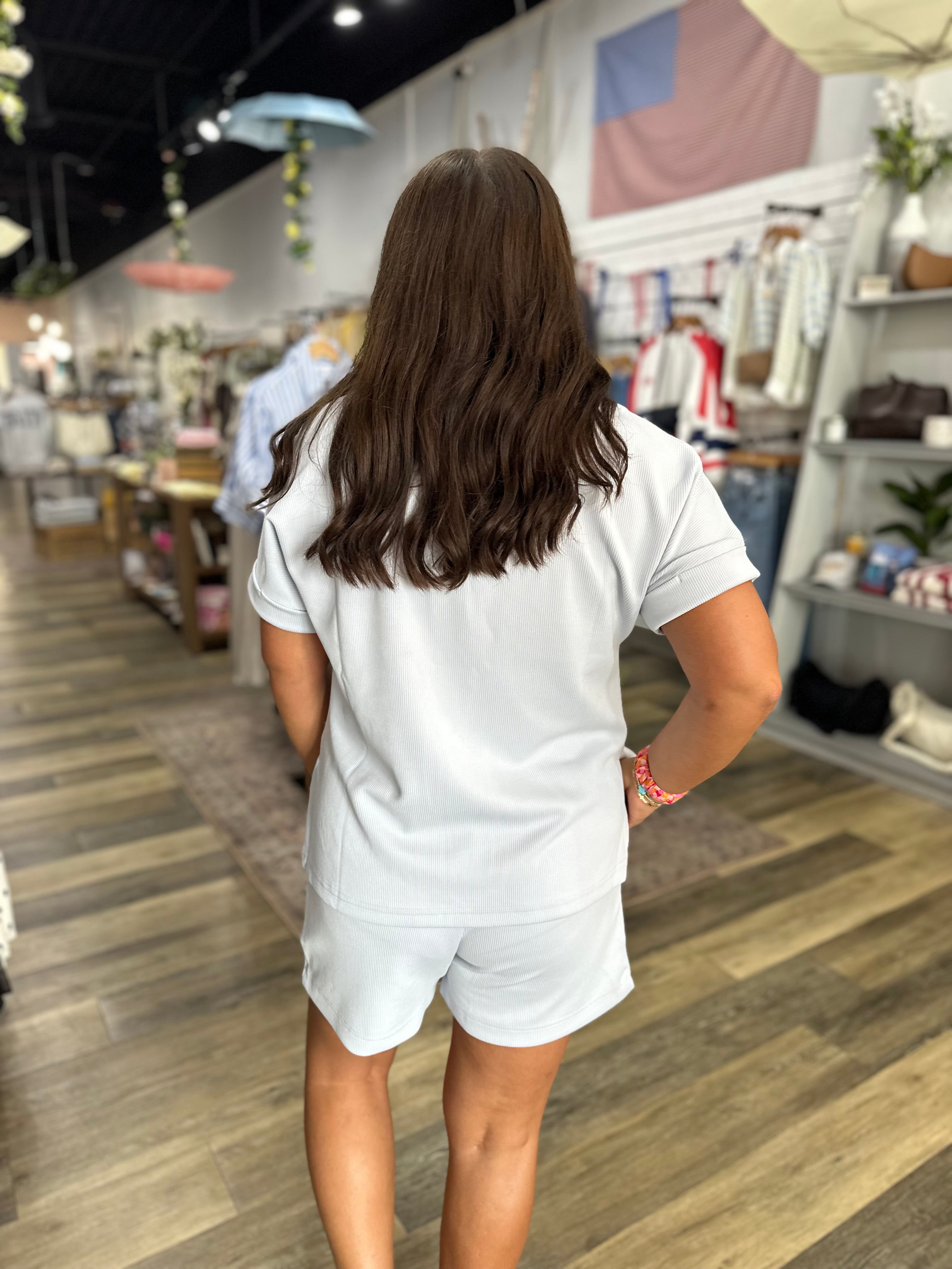 Blue Luxe Sand Wash Rib Lounge Tee